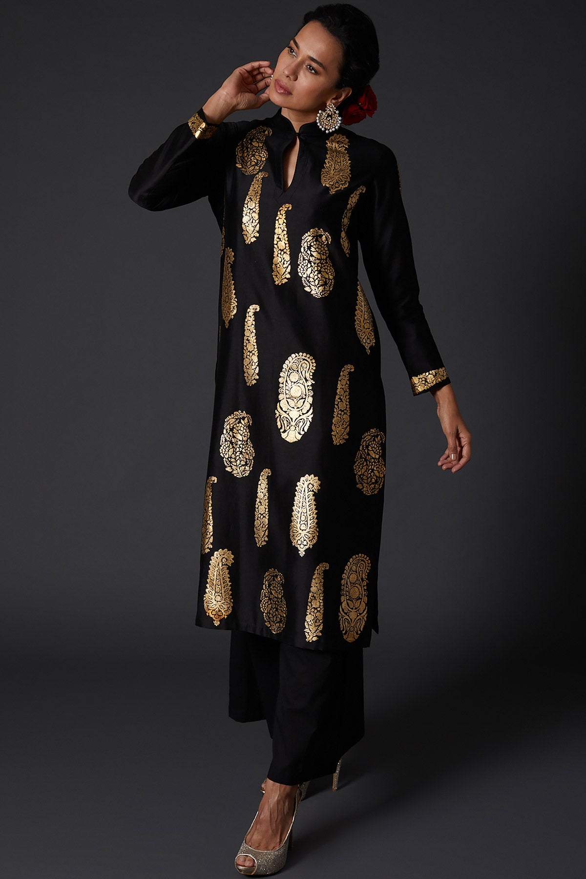 Chanderi Foil Print Tunic & Palazzo