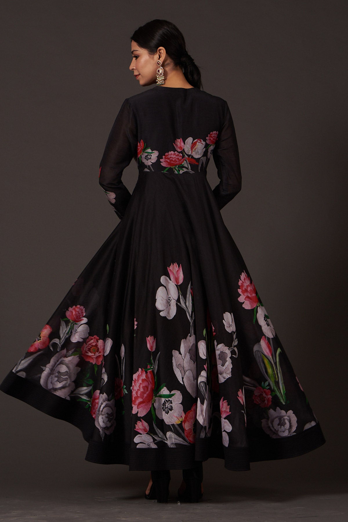 Chanderi Anarkali Set With Floral Digital Print