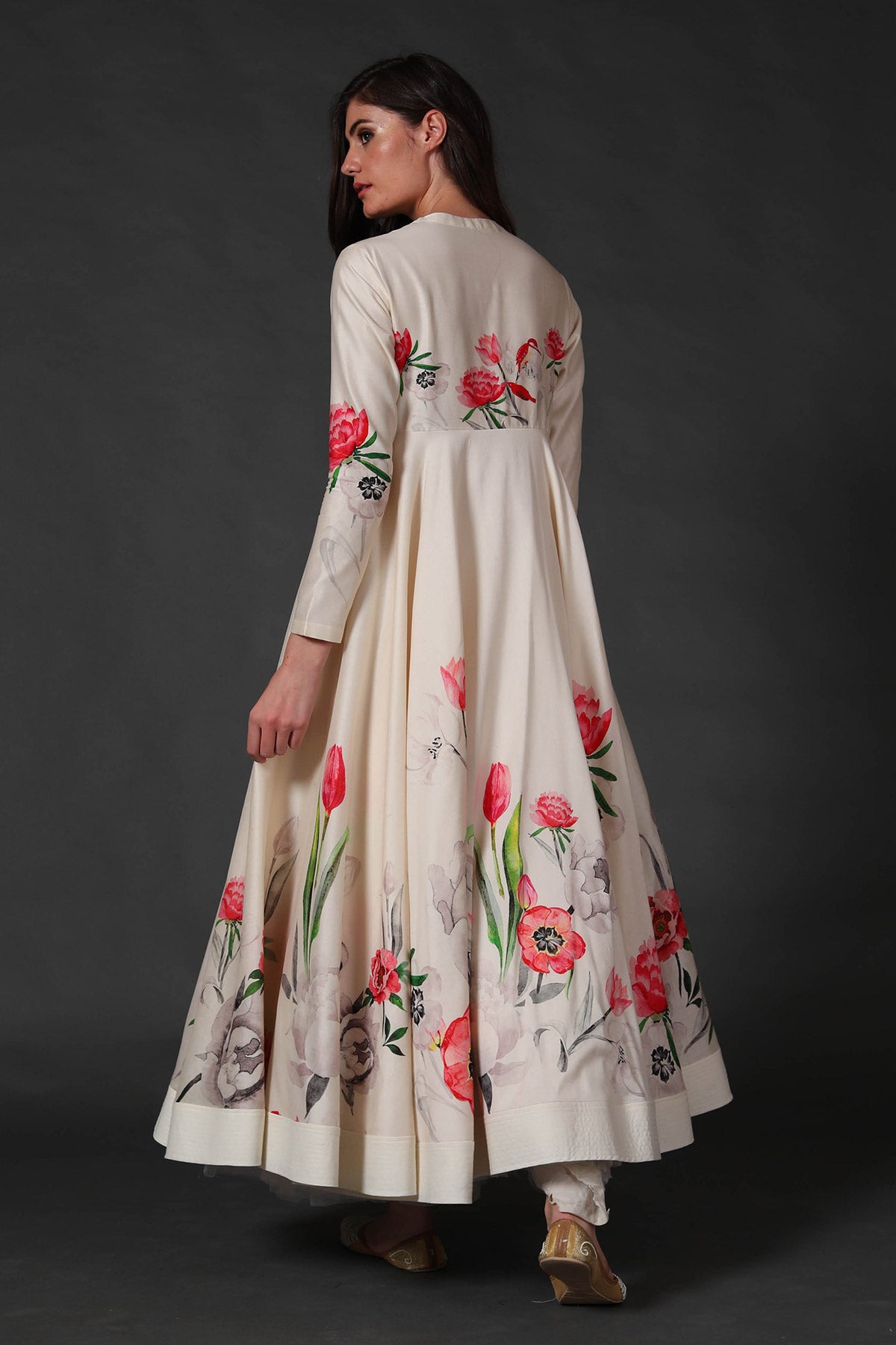 Chanderi Anarkali Set With Floral Digital Print