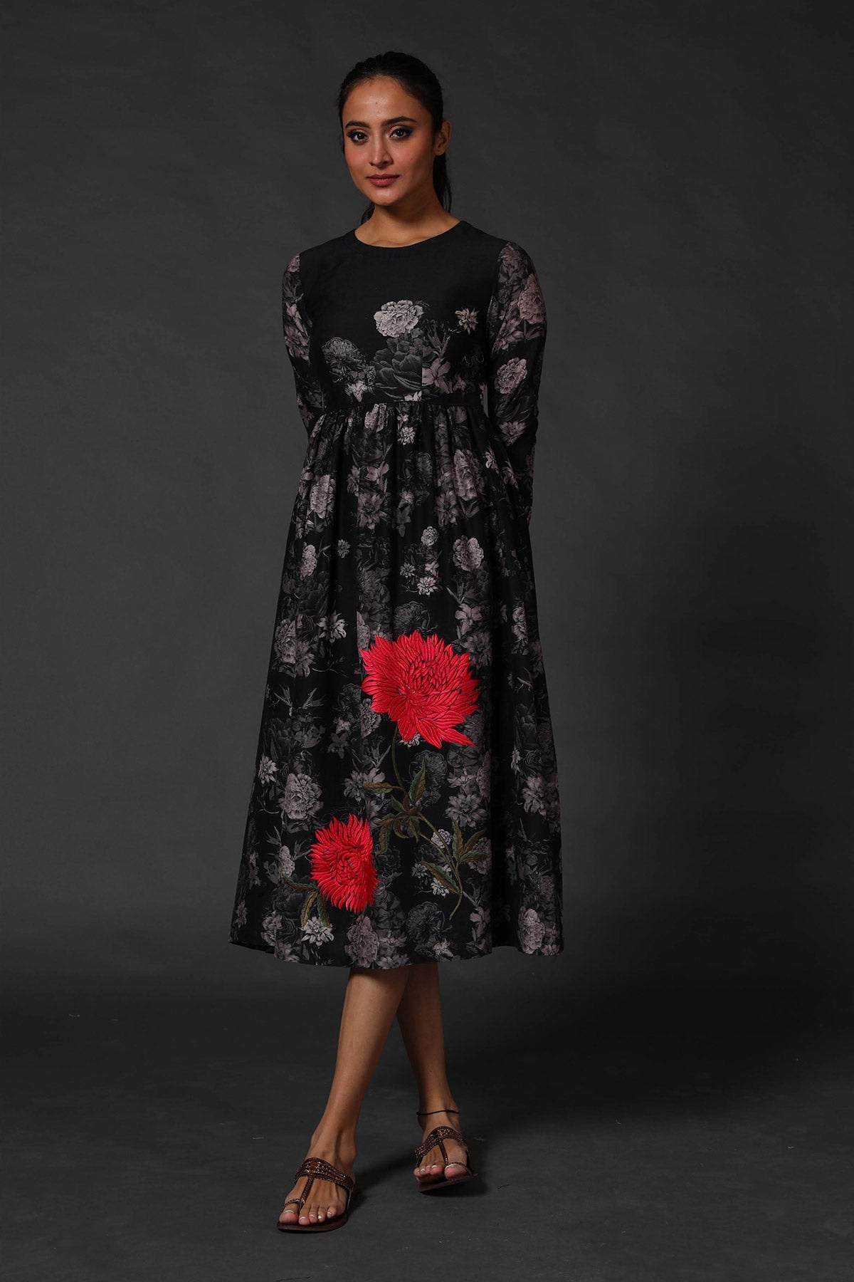 Black Digital Printed Dress-RTS