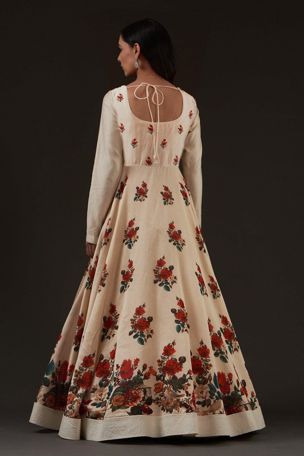 Chanderi Printed Anarkali Paired With Crinkled Chanderi Dupatta