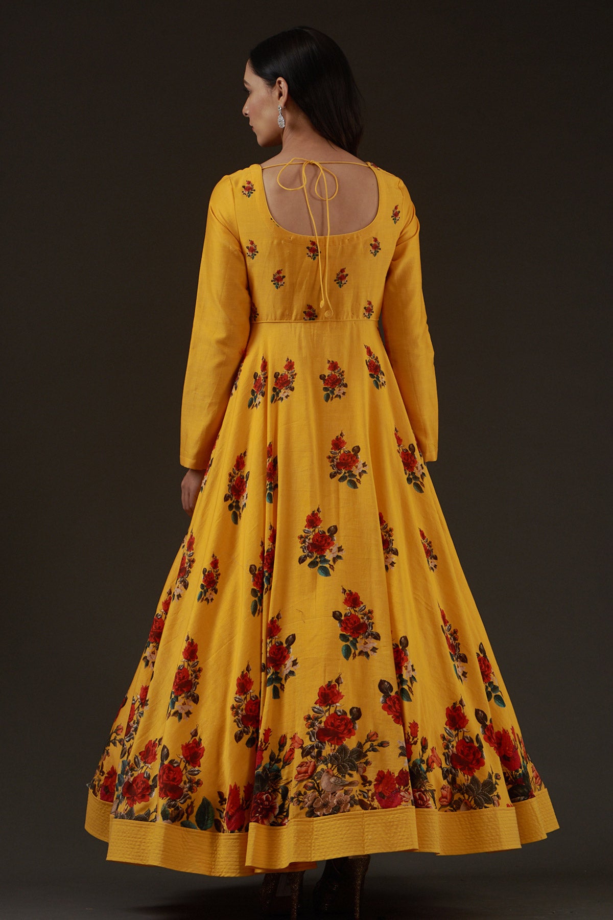 Chanderi Printed Anarkali Paired With Crinkled Chanderi Dupatta
