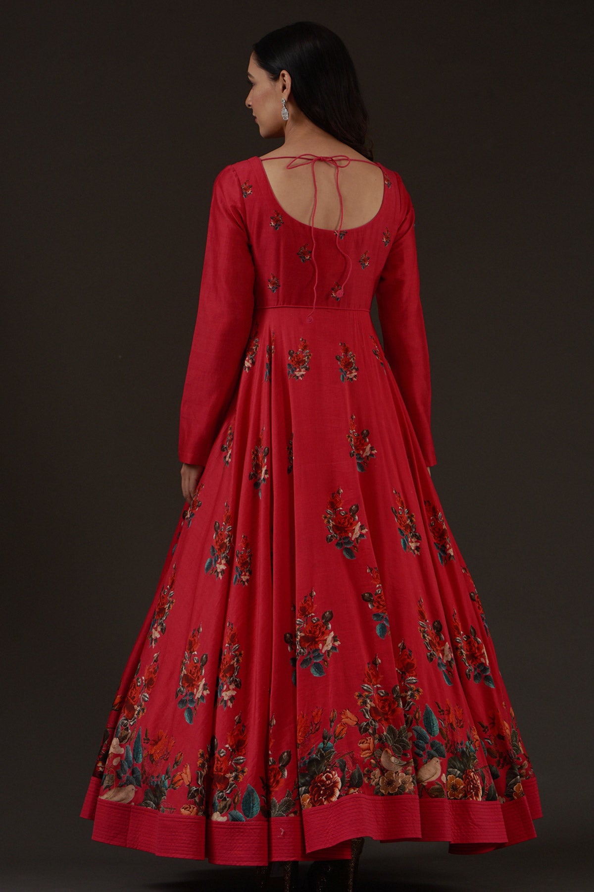 Chanderi Printed Anarkali Paired With Crinkled Chanderi Dupatta