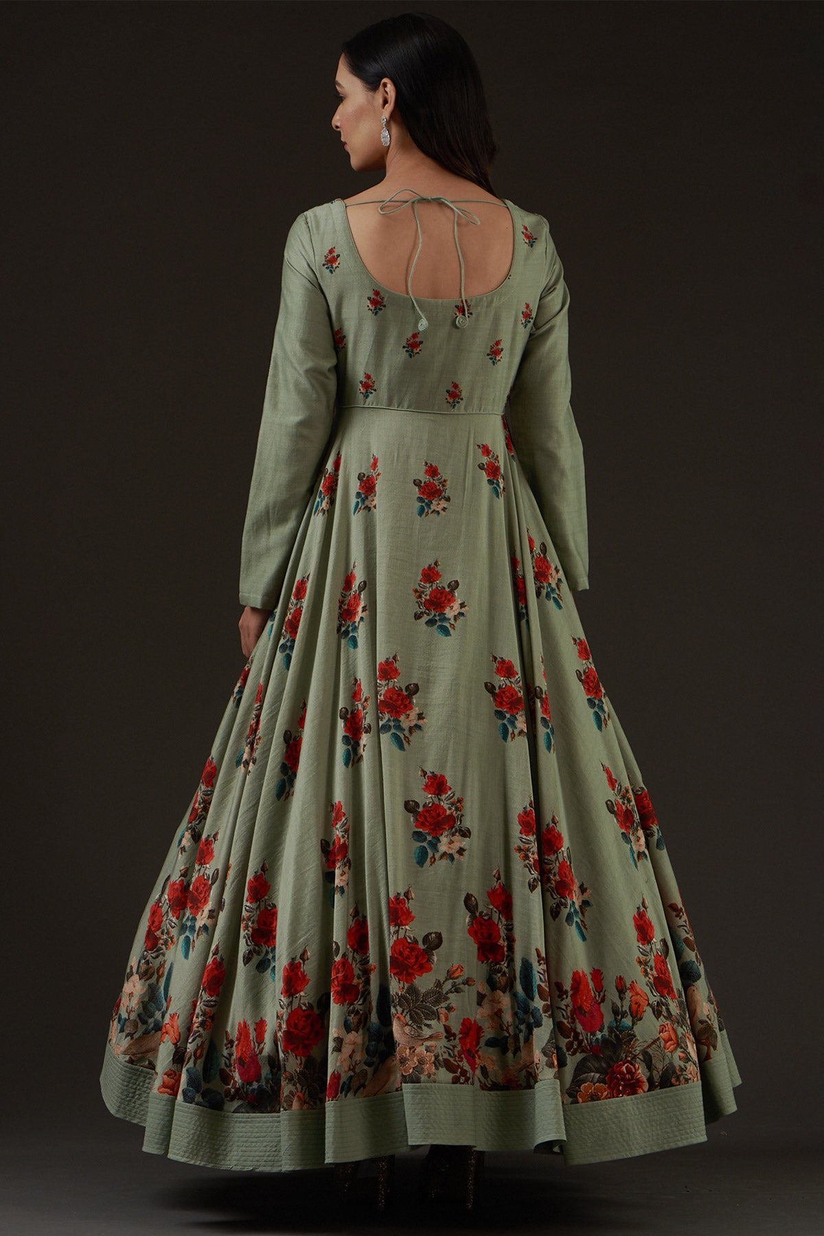 Chanderi Printed Anarkali Paired With Crinkled Chanderi Dupatta