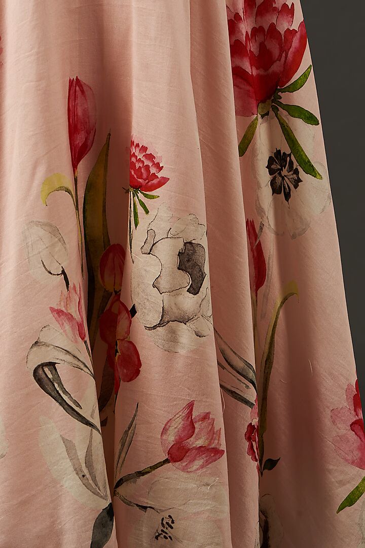 Chanderi Anarkali Set With Floral Digital Print-RTS