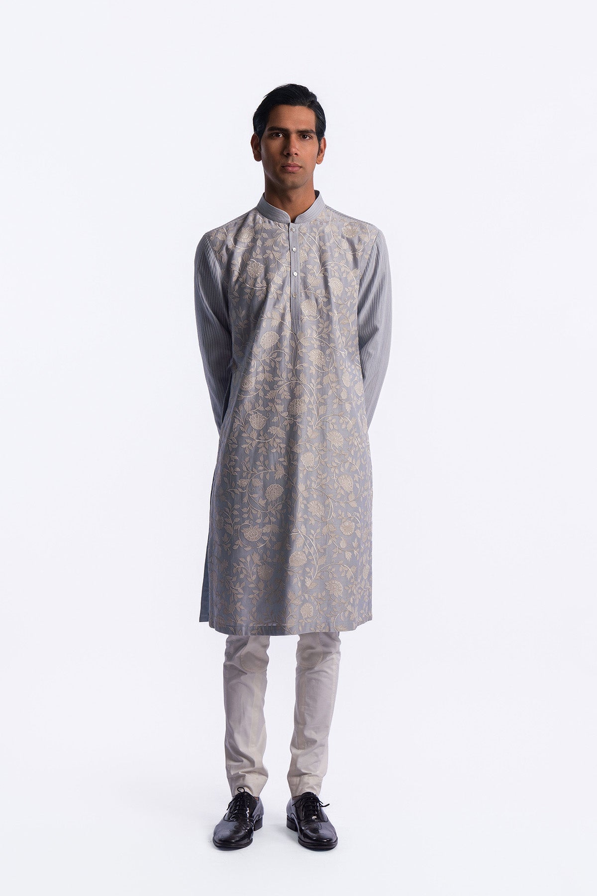 Men's Chanderi Embroidered Kurta Set