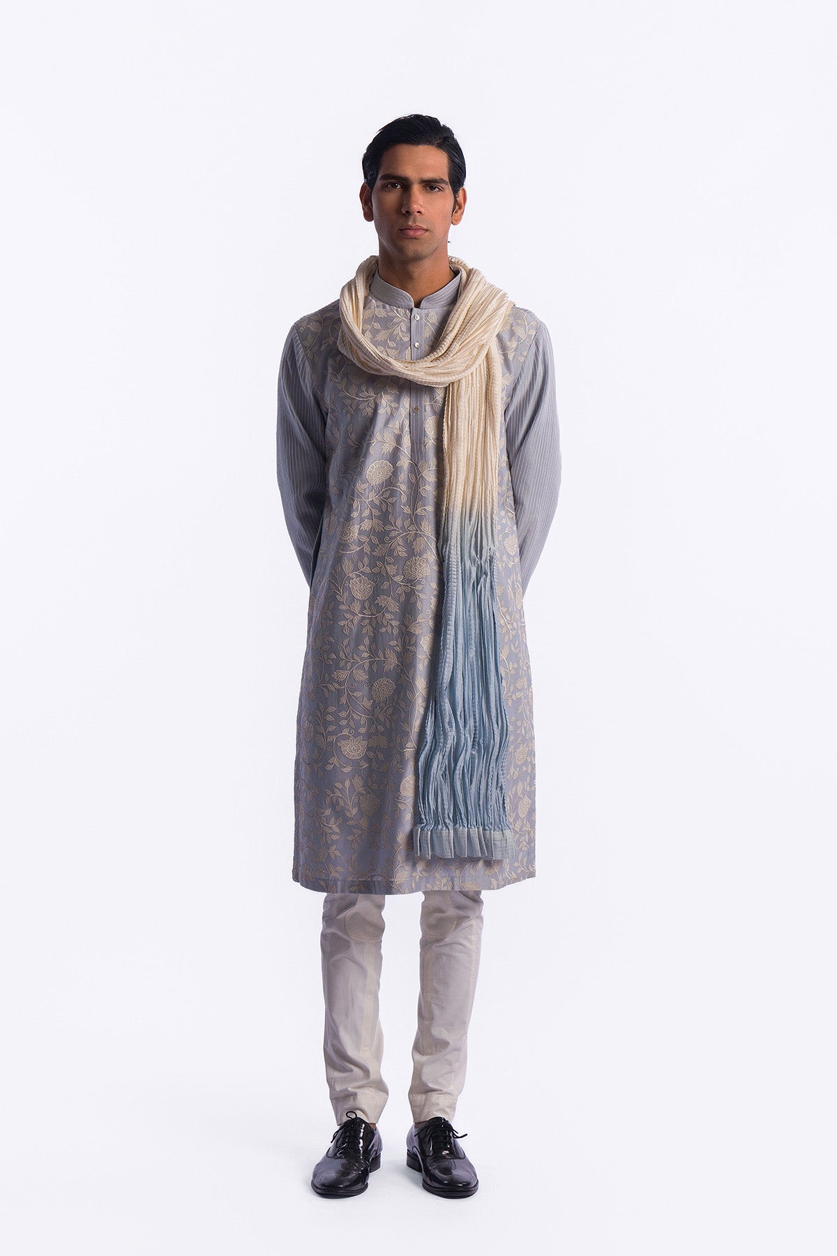 Men's Chanderi Embroidered Kurta Set
