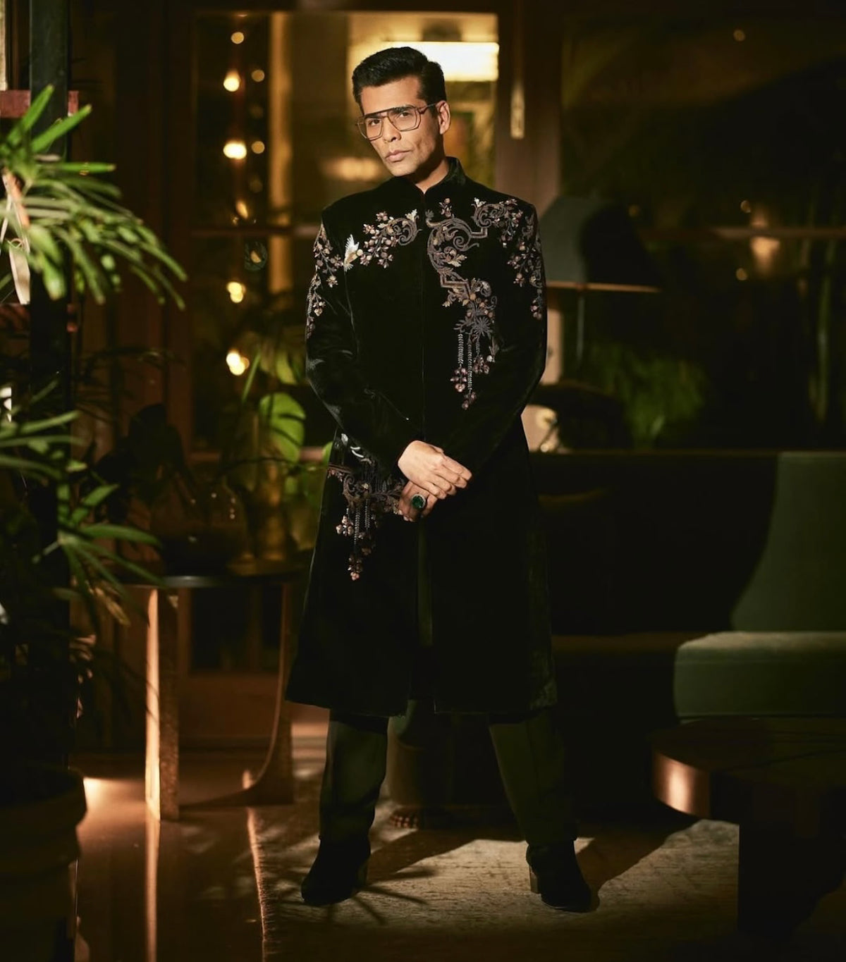 Karan Johar In Rohit Bal's Velvet Sherwani
