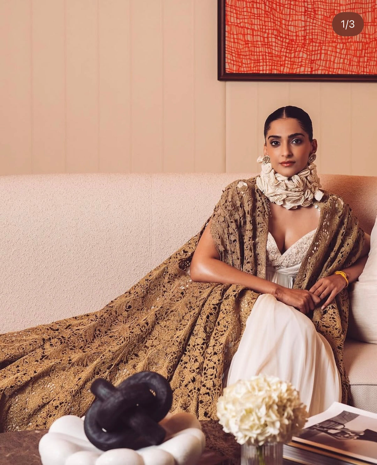 Sonam Kapoor In Rohit Bal Net Jacket & Voile Anarkali Set