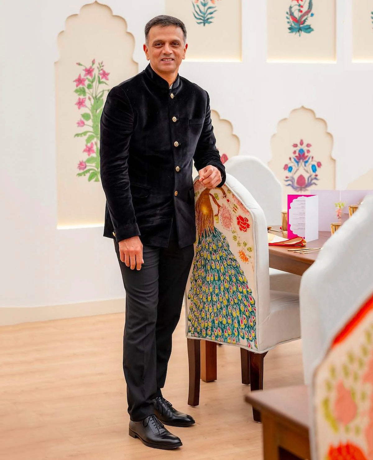 Velvet Bandhgala Set Worn By Rahul Dravid Rohit Bal