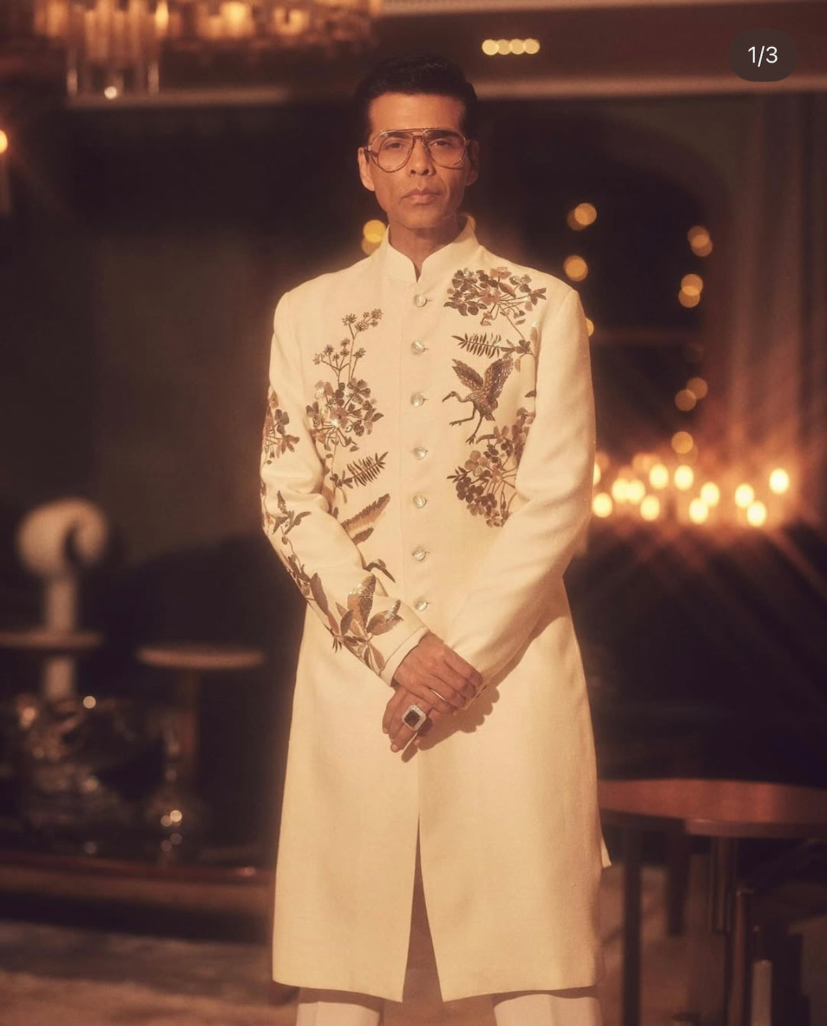 Ivory Embroidered Sherwani Worn By Karan Johar Rohit Bal