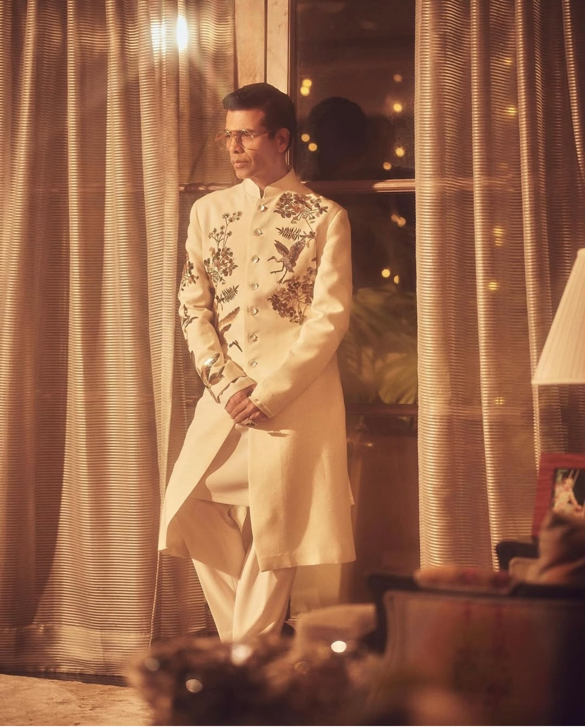 Ivory Embroidered Sherwani Worn By Karan Johar Rohit Bal