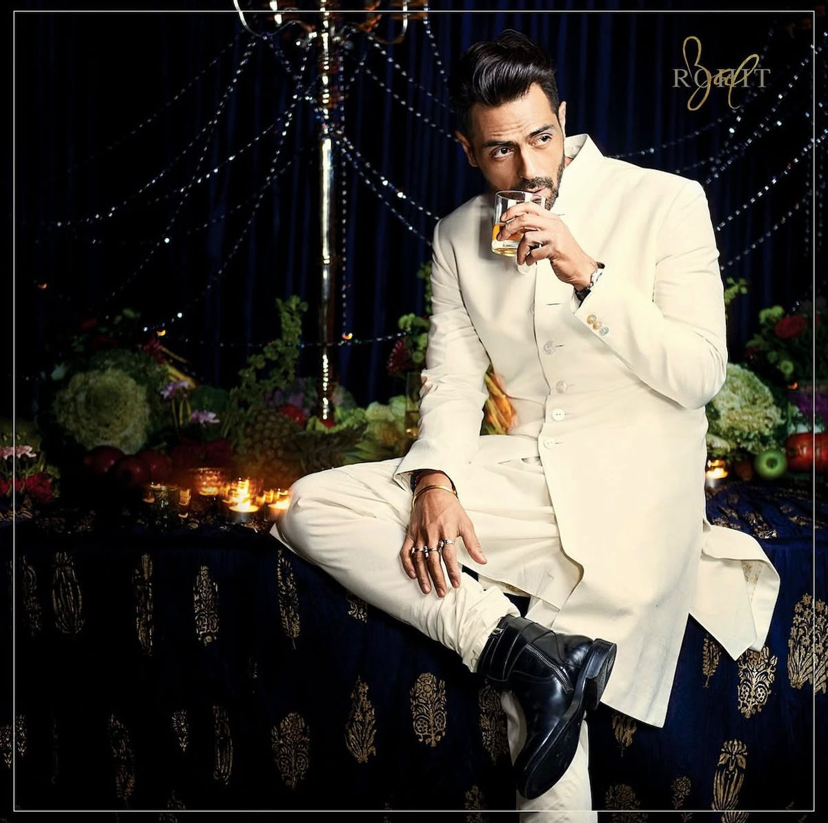 Arjun Rampal Ivory Sherwani Set By Rohit Bal