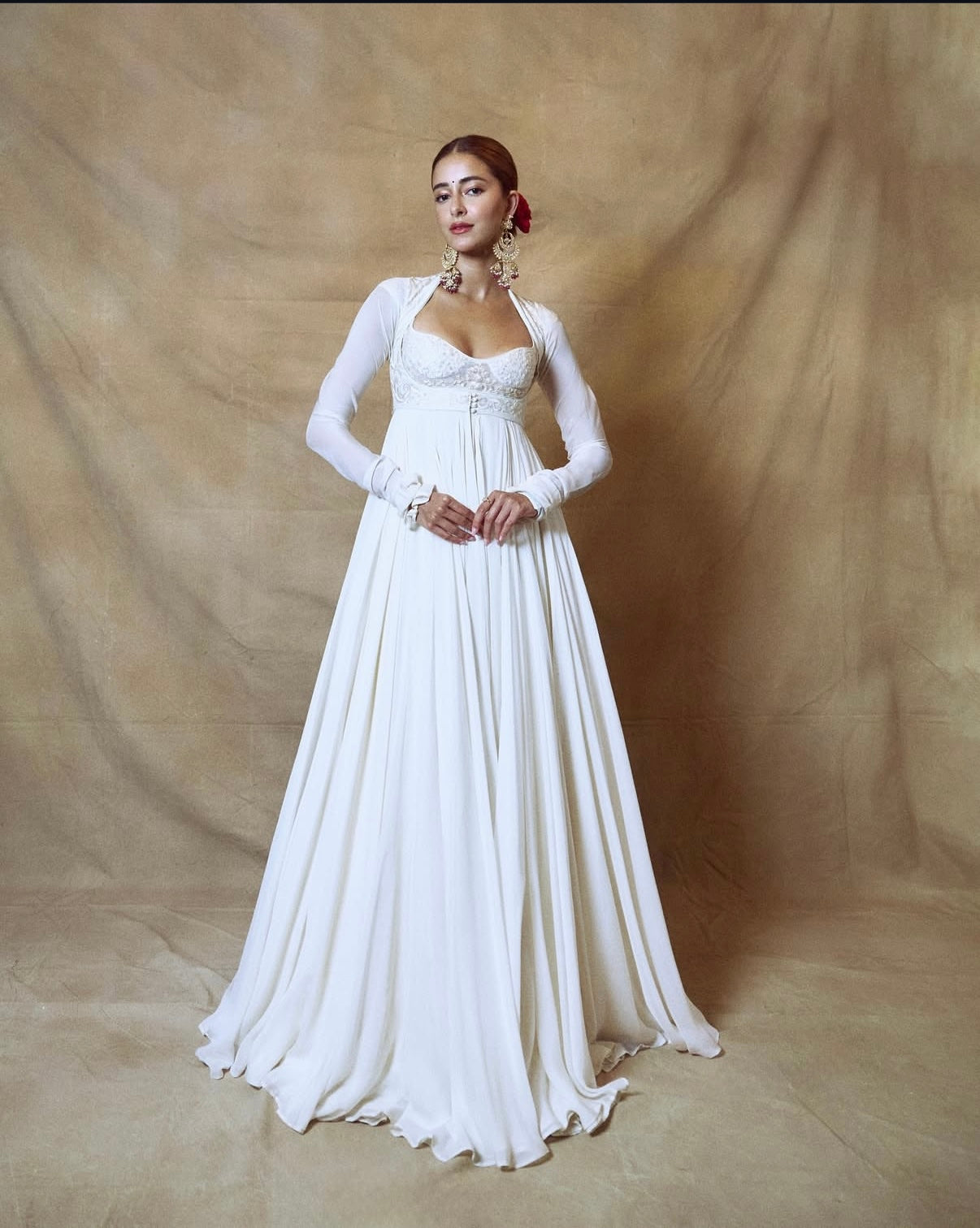 long sleeve anarkali dress for wedding Elegant Anarkali & Jacket Set With Embroidery