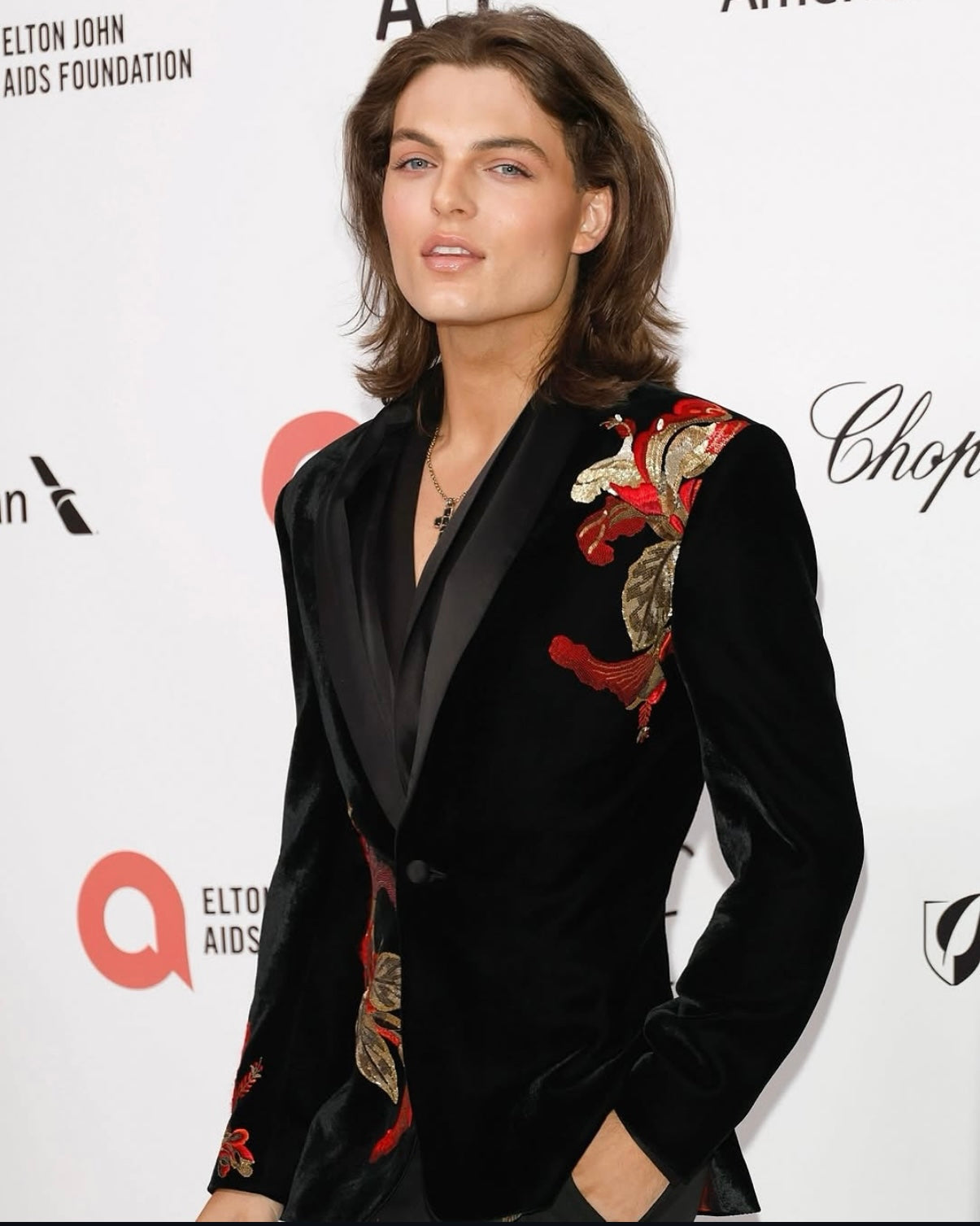 Damian Hurley in Velvet Embroidered Tuxedo