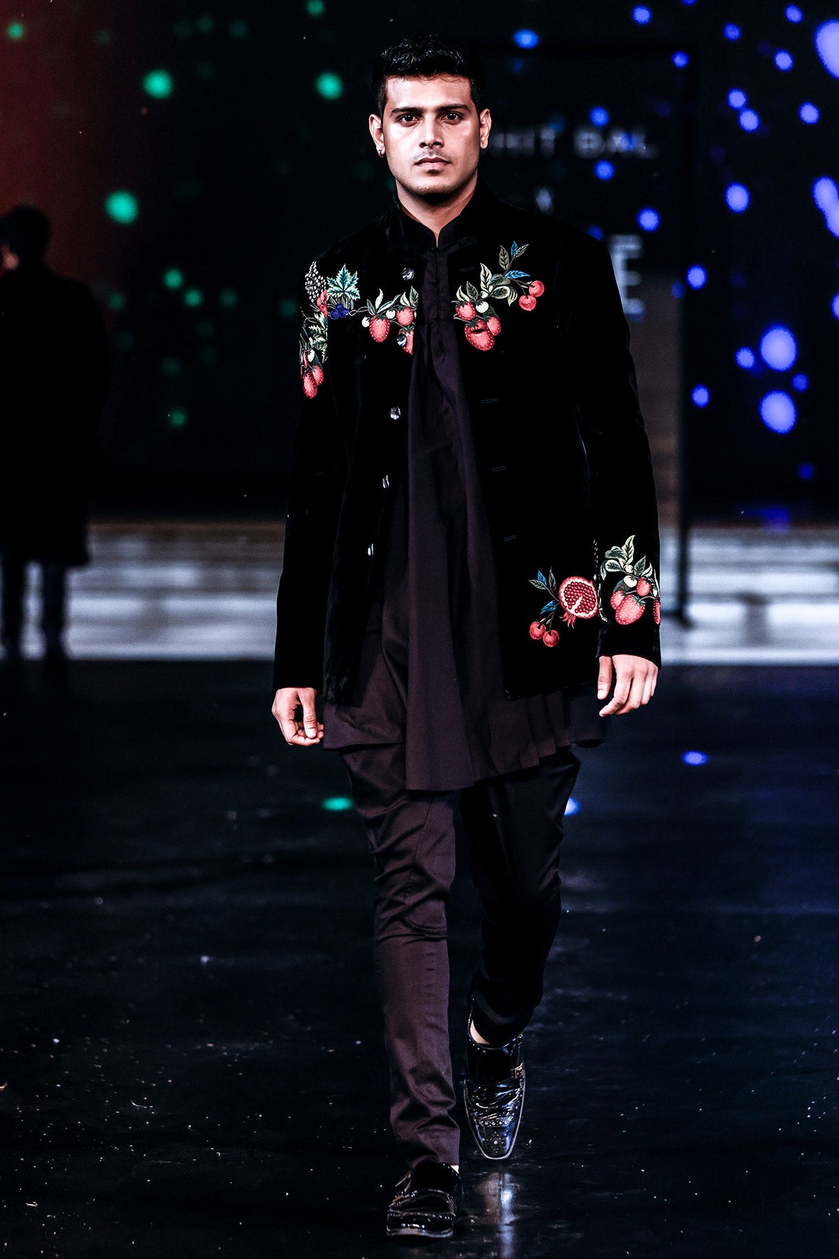 Silk Velvet Bandhgala With Embroidery