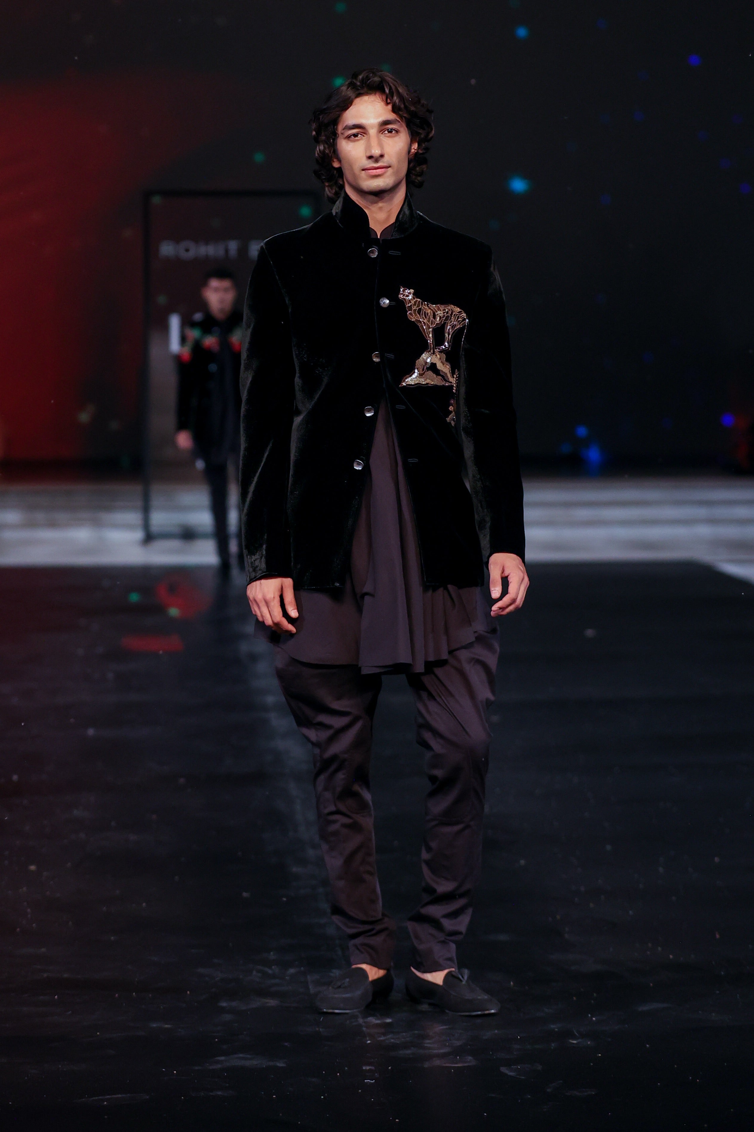 Men's Velvet Embroidered Bandhgala Jacket