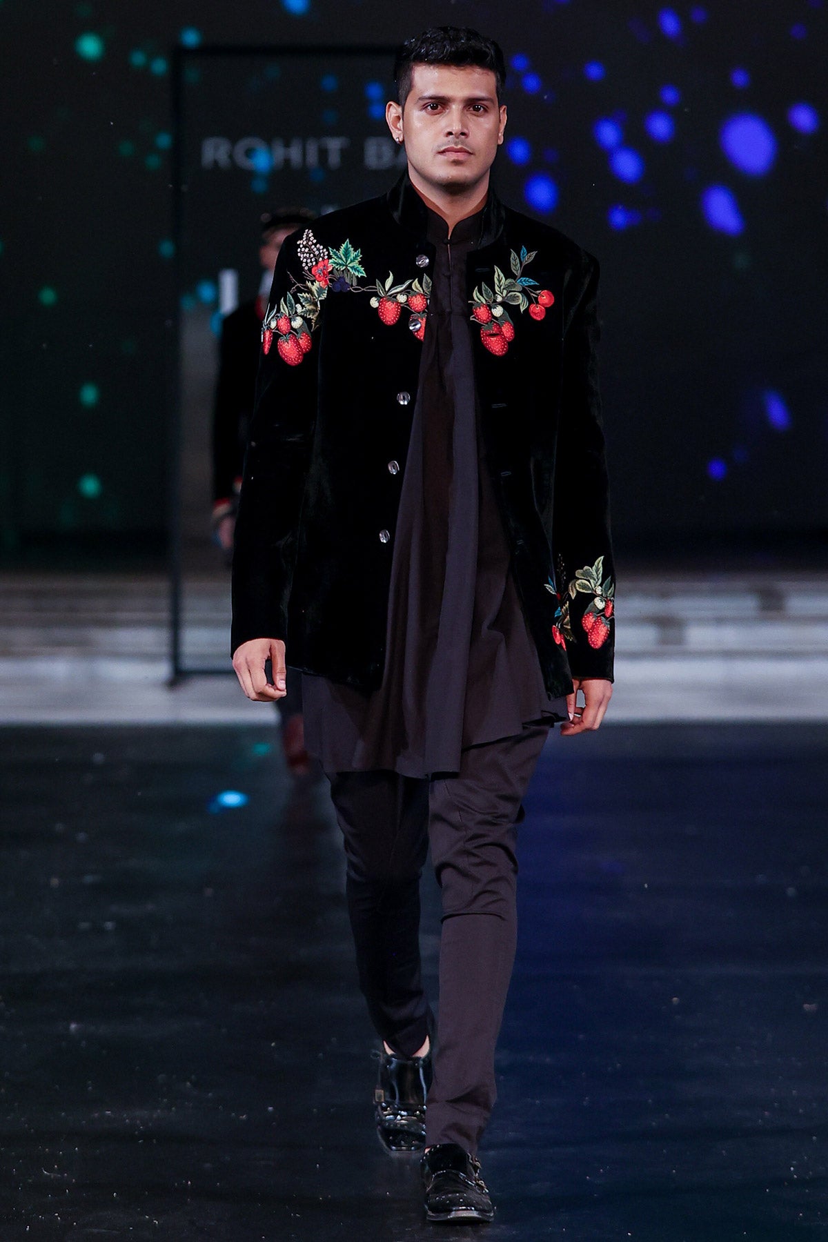 Silk Velvet Bandhgala With Embroidery