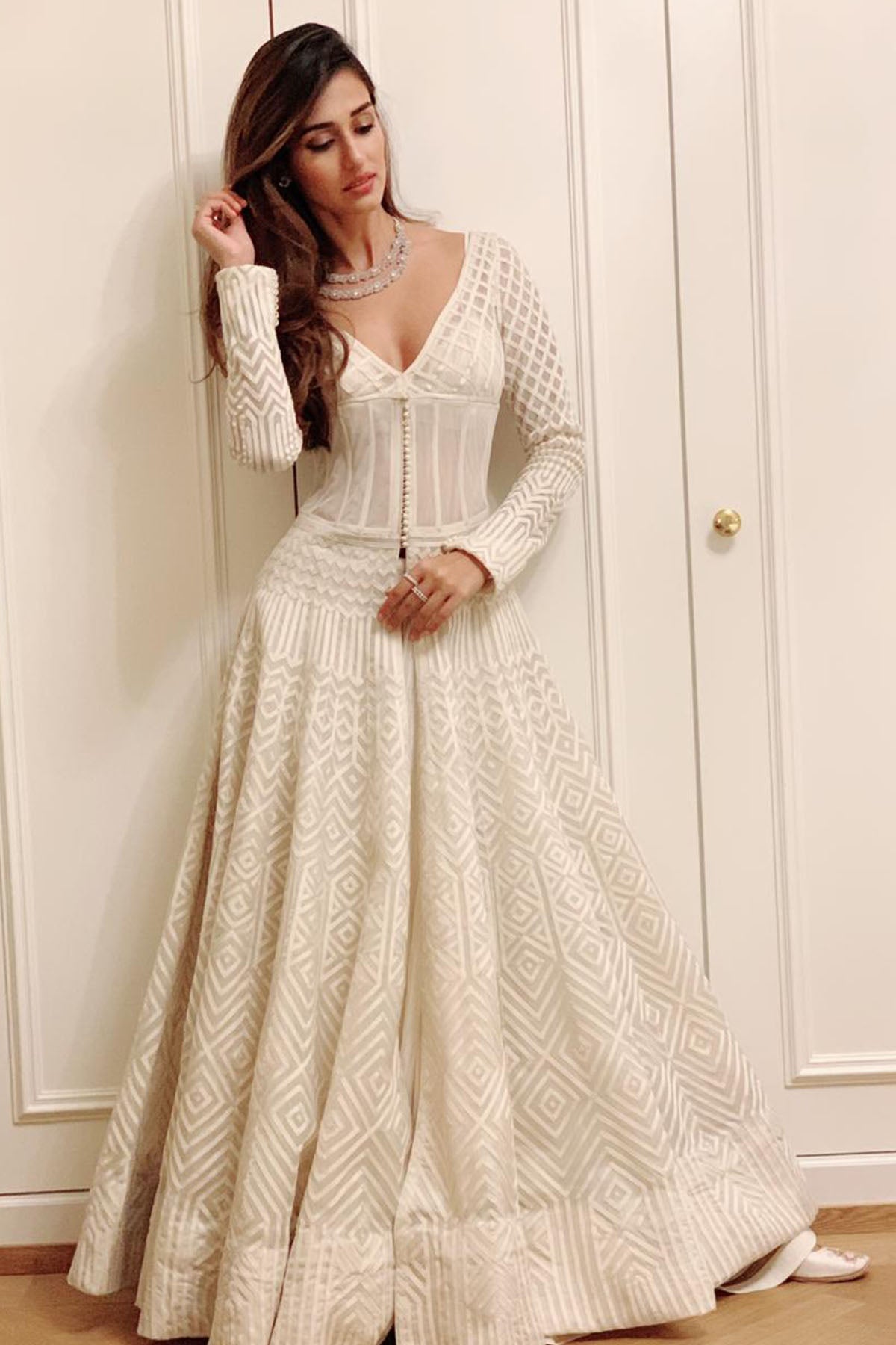 Women's Ivory Anarkali Set