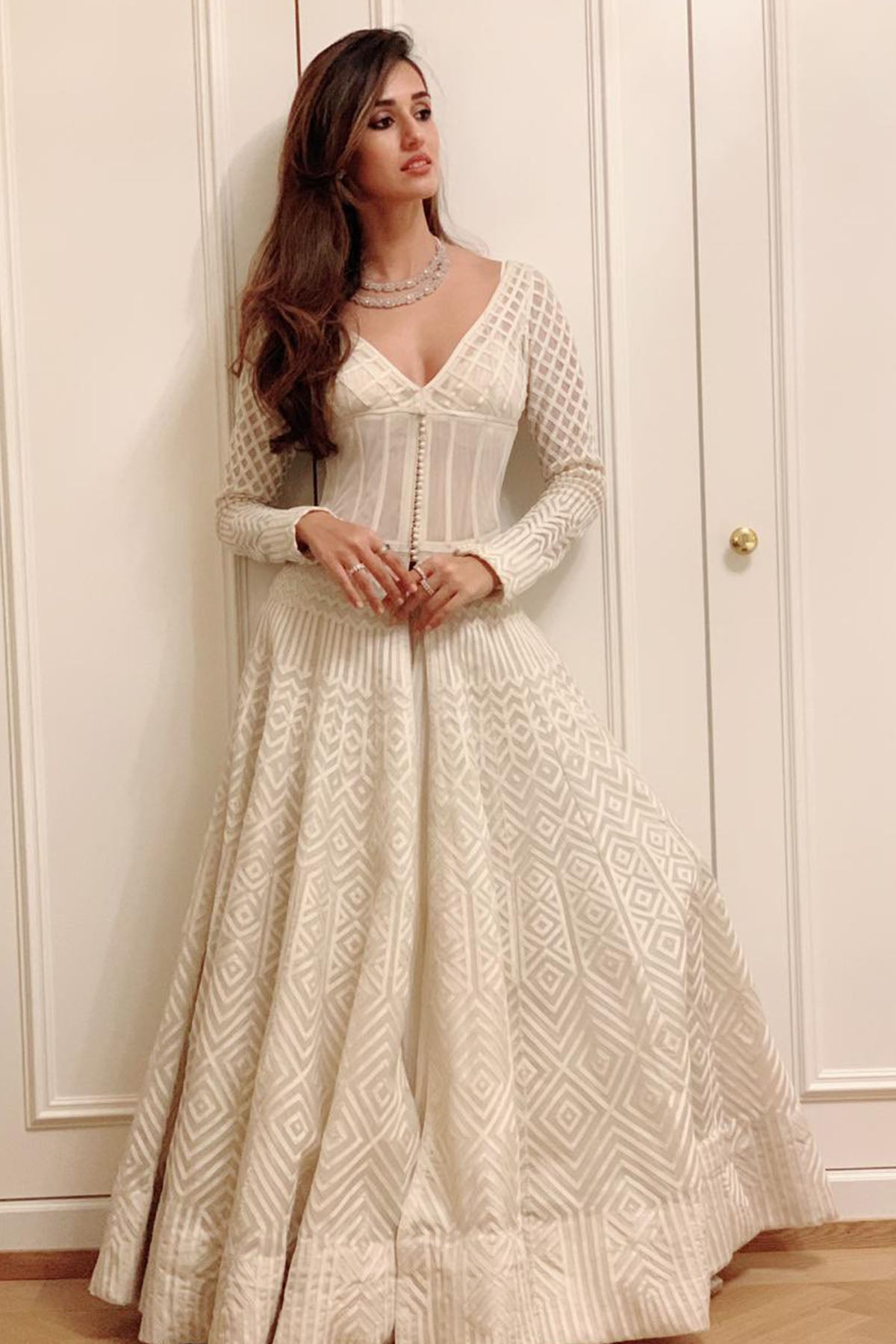 Women's Ivory Anarkali Set