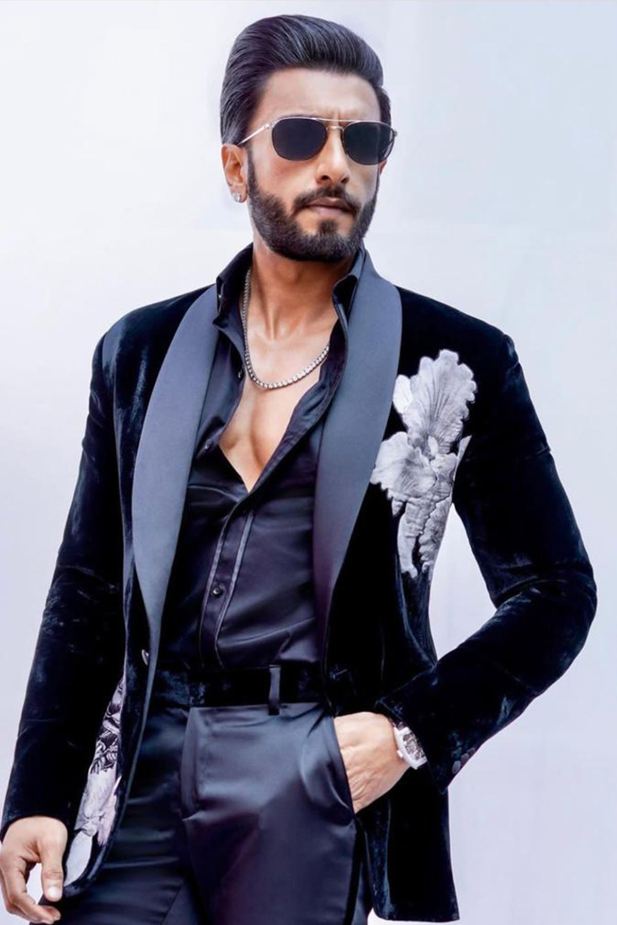 Embroidered Black Velvet Tuxedo