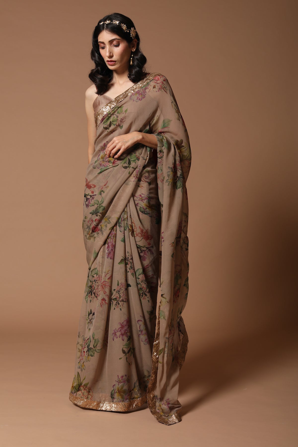 Chiffon Saree With Digital Floral Print