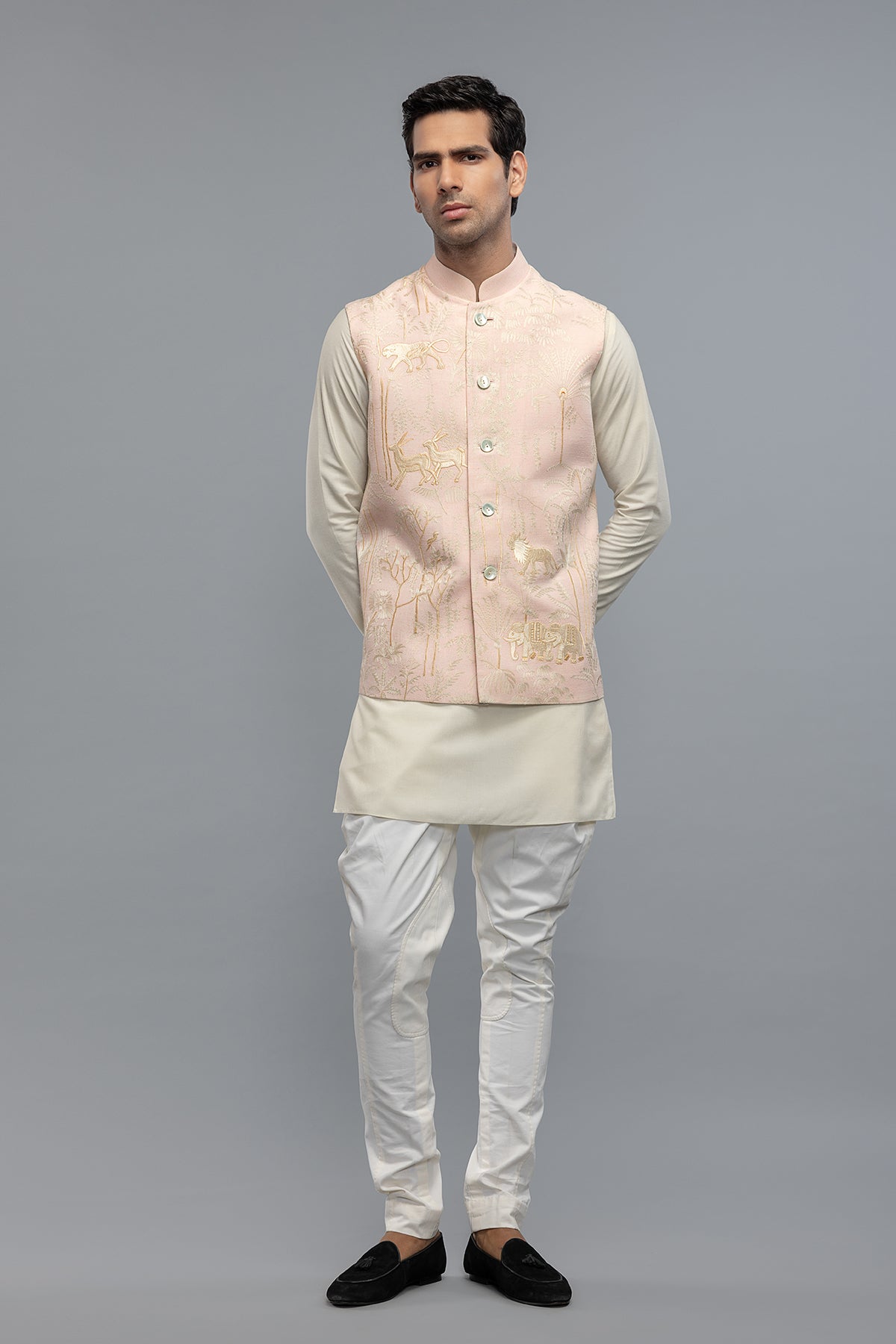 Men's Matka Silk Bundi with Resham Embroidery
