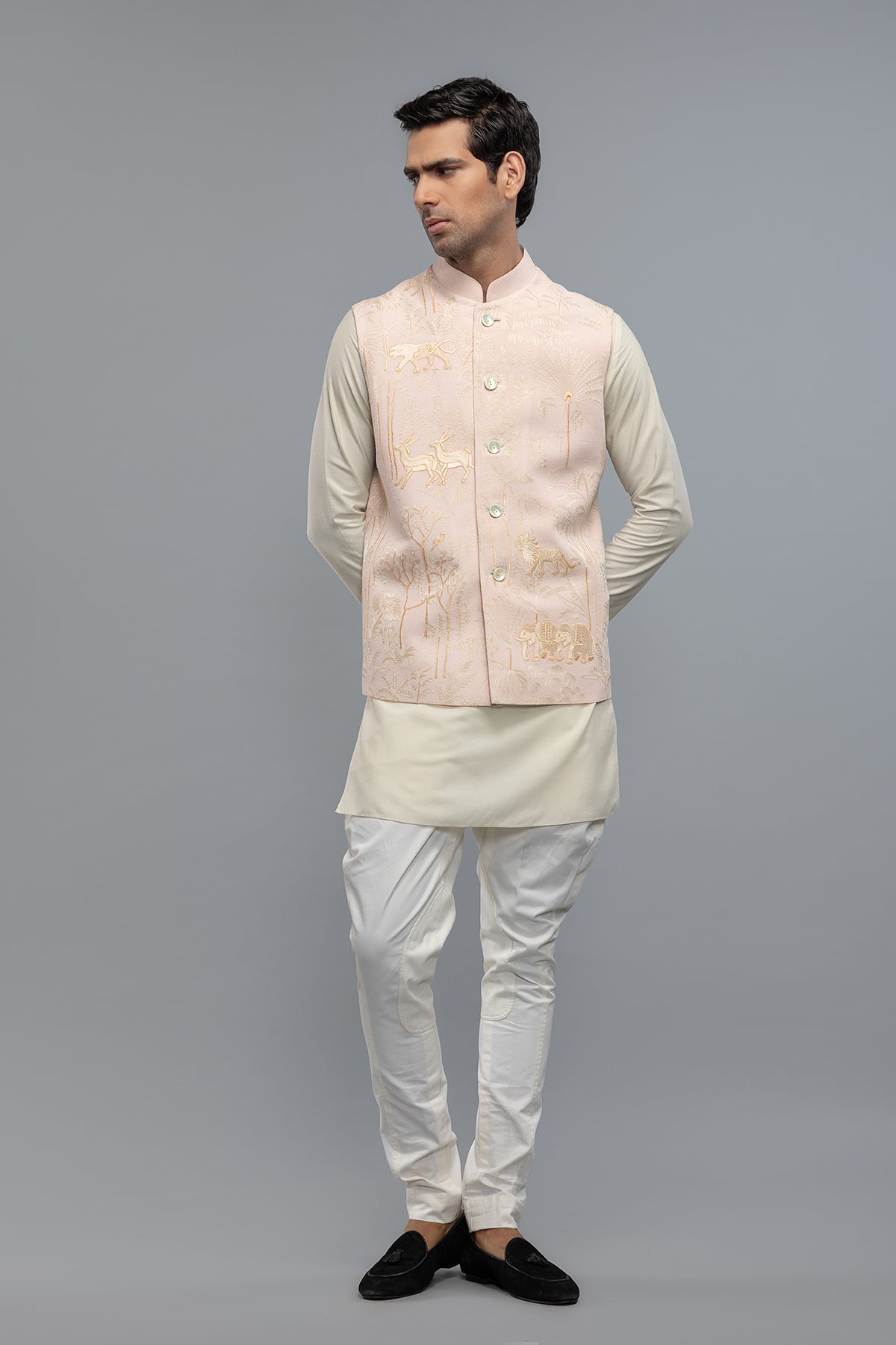 Men's Matka Silk Bundi with Resham Embroidery