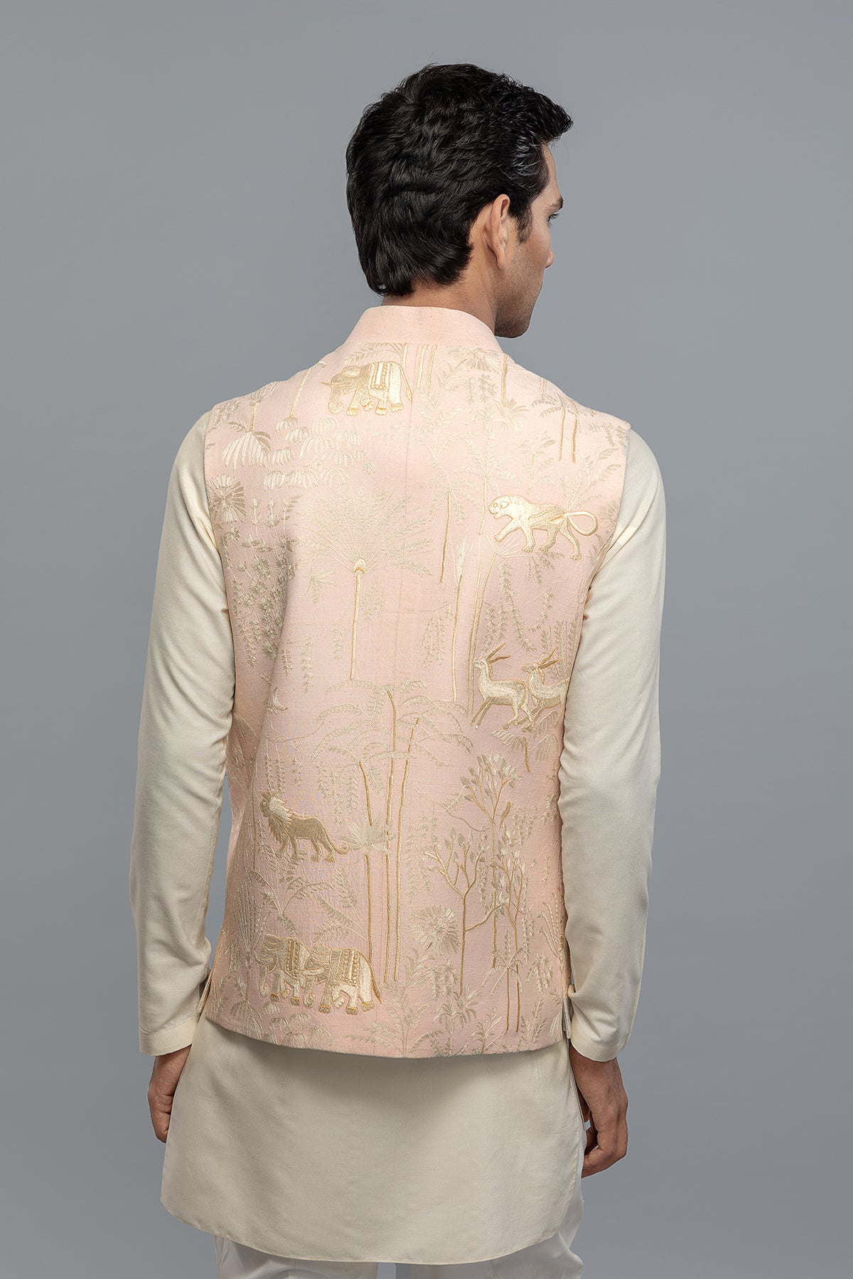 Men's Matka Silk Bundi with Resham Embroidery