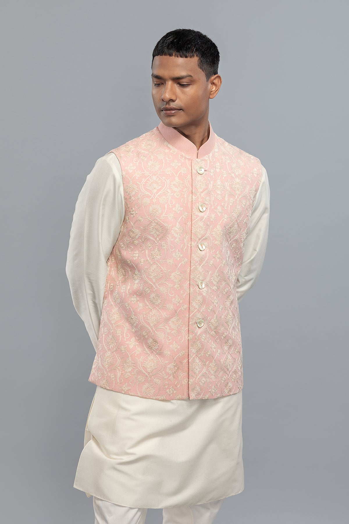 Men's Matka Silk Bundi with Resham Embroidery