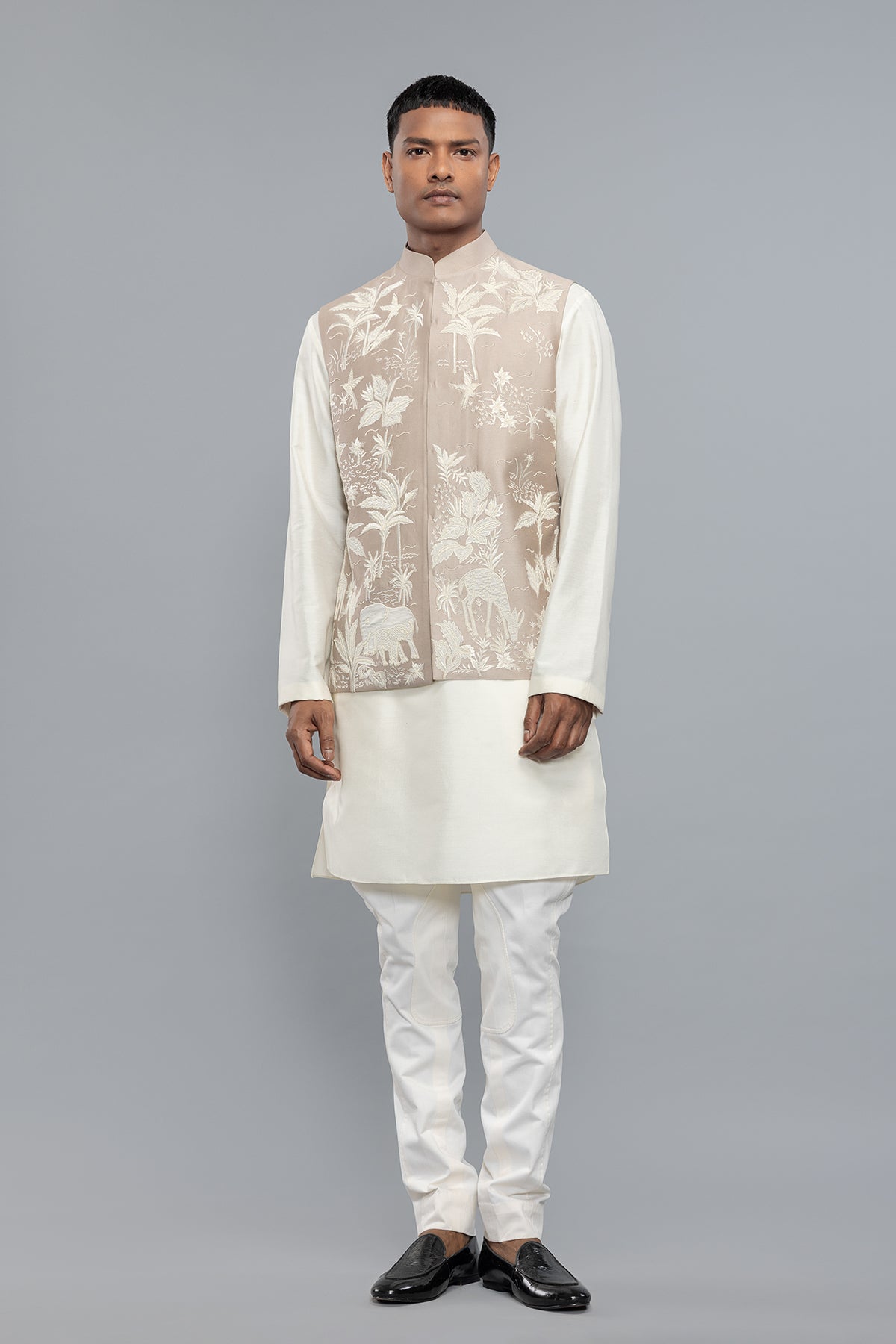 Men's Matka Silk Bundi with Resham Embroidery
