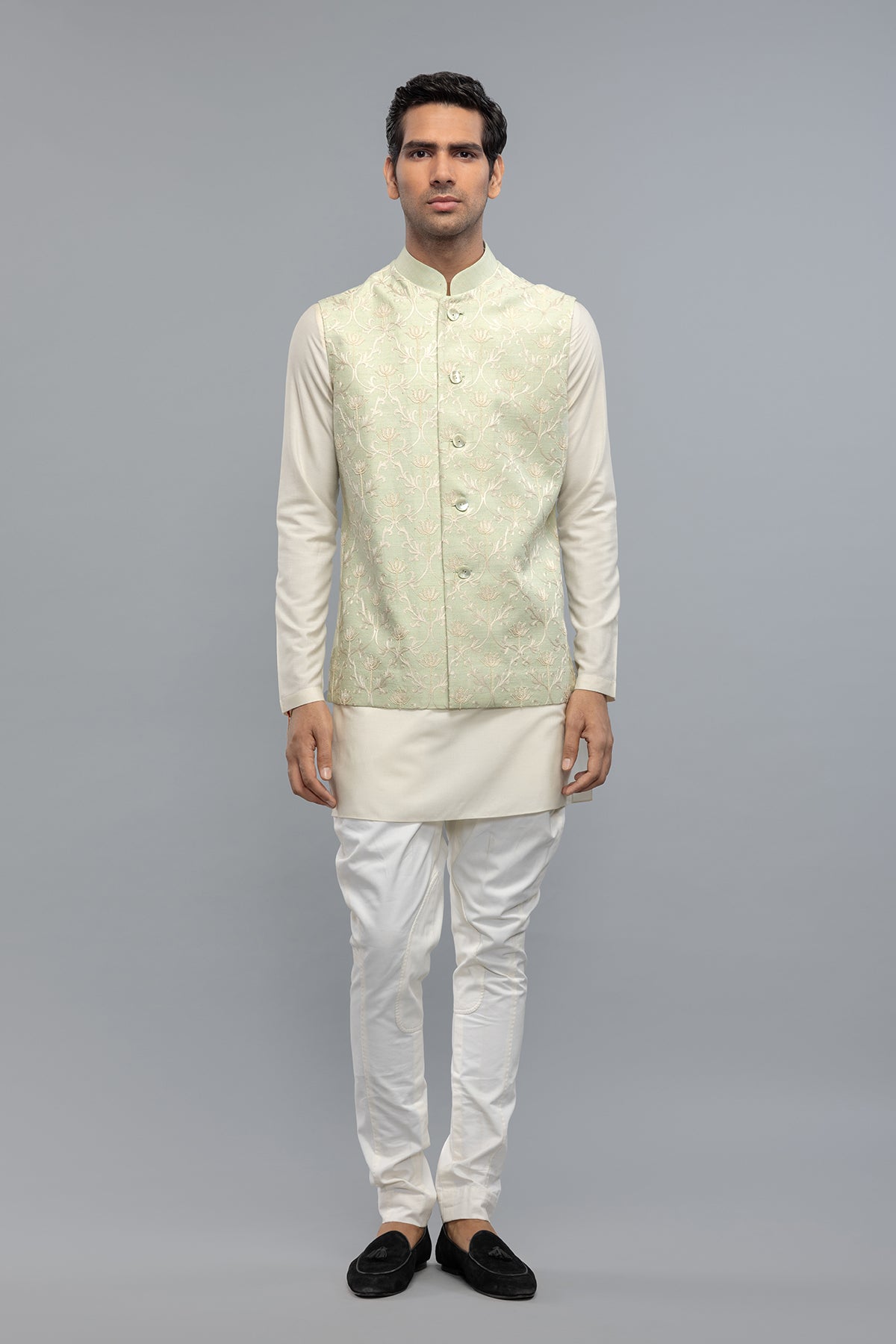 Men's Matka Silk Bundi with Resham Embroidery