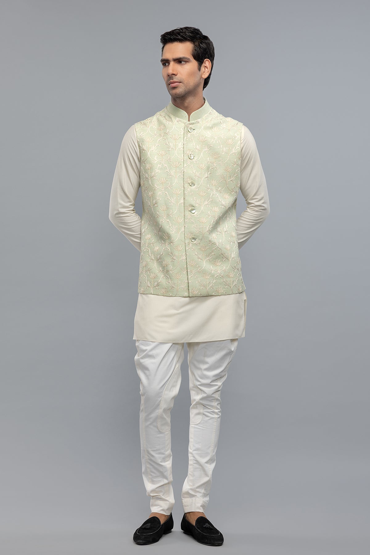 Men's Matka Silk Bundi with Resham Embroidery