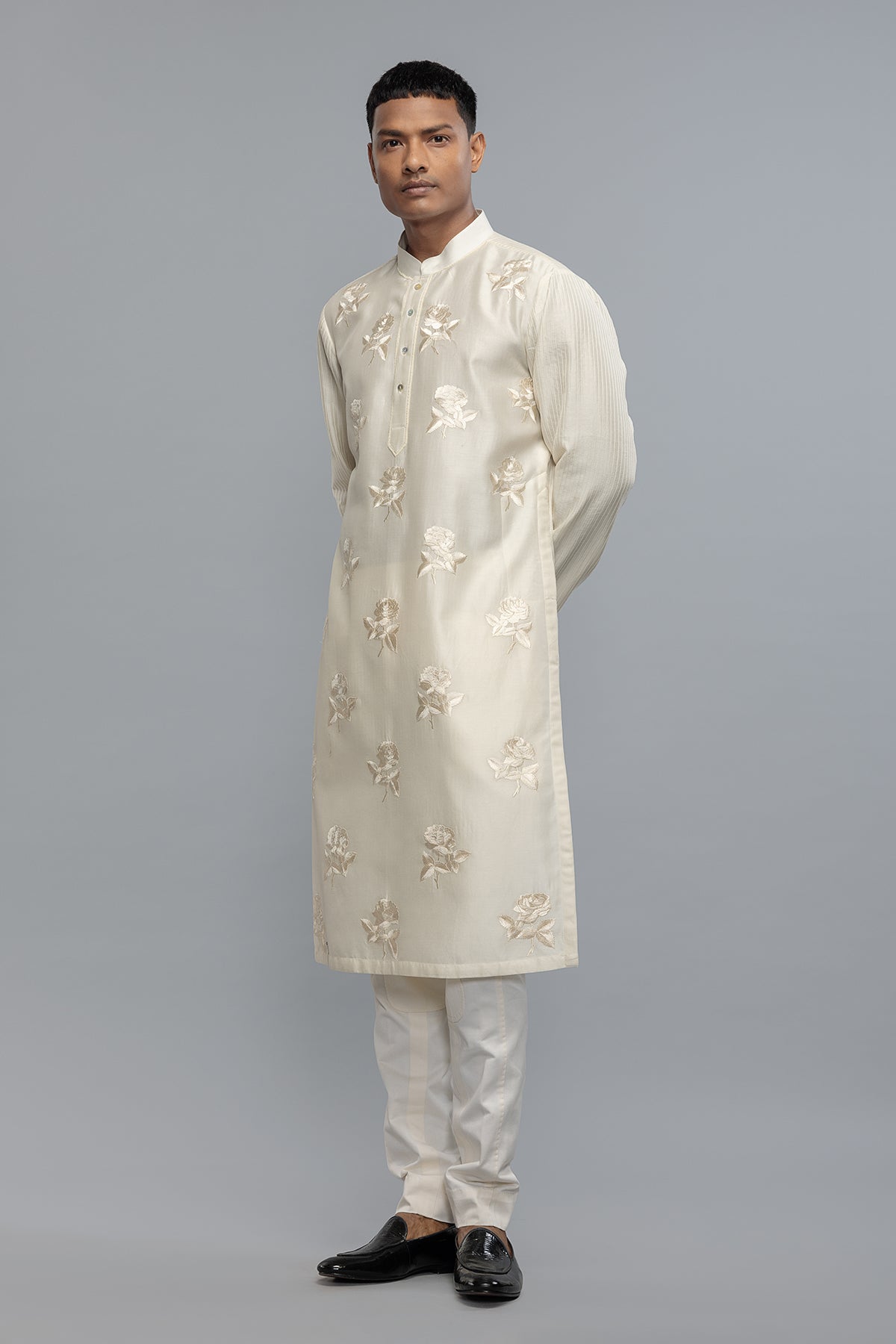 Men's Chanderi Kurta with Resham Embroidery