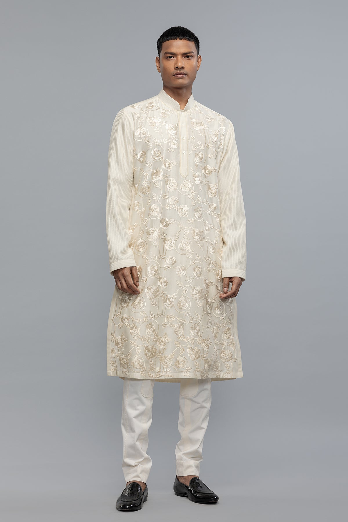 Men's Chanderi Kurta with Fine Hand Embroidery