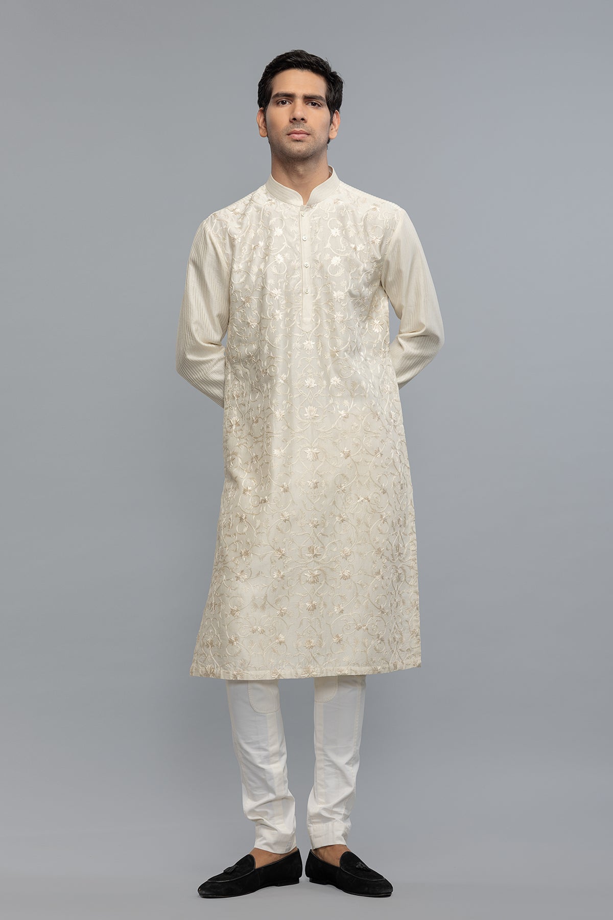 Men's Chanderi Kurta Set with Resham Embroidery