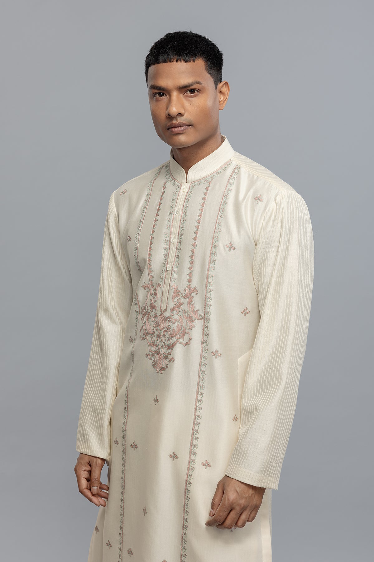 Men's Chanderi Kurta Set with Fine Resham Detailing