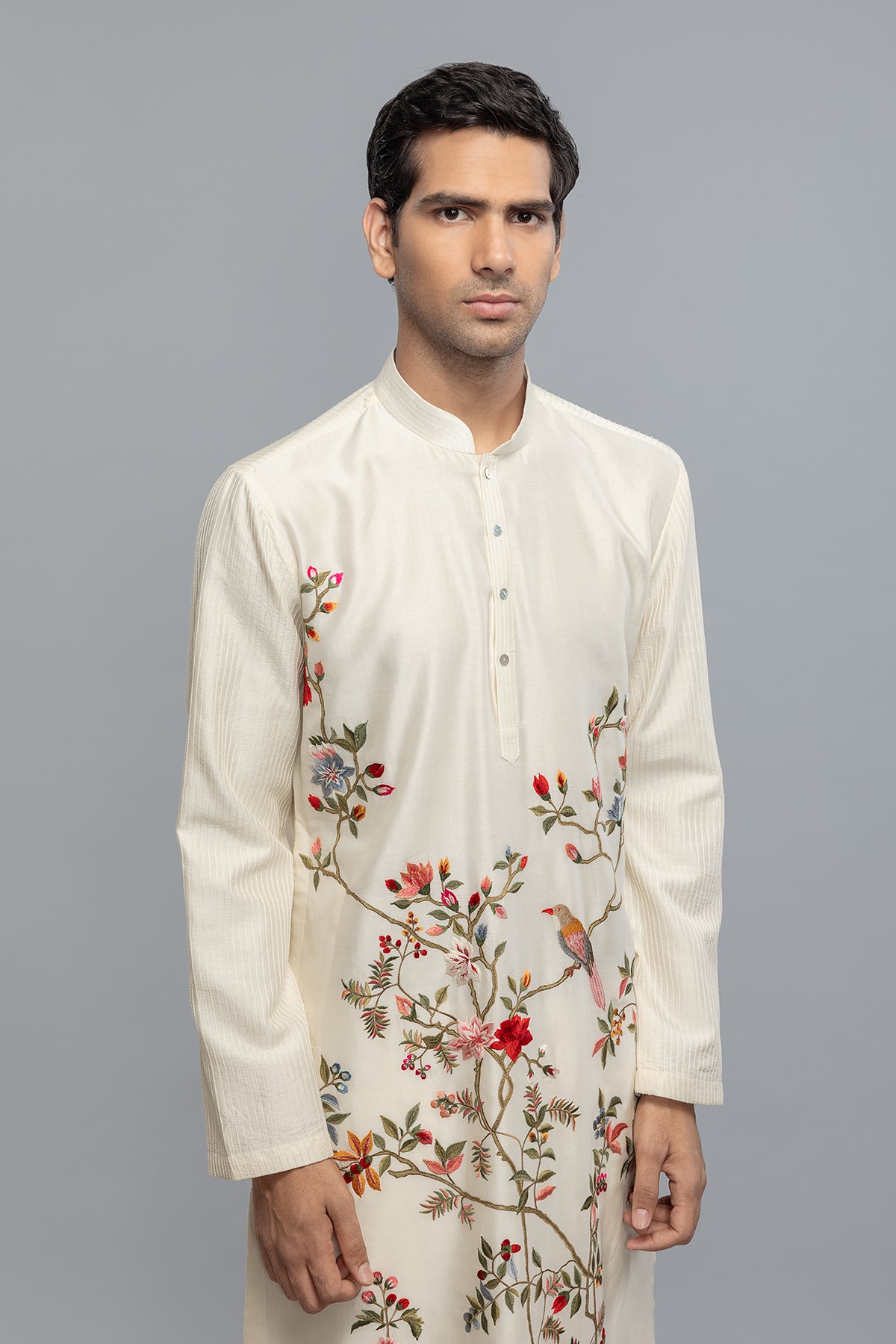 Men's Chanderi Kurta with Embroidery