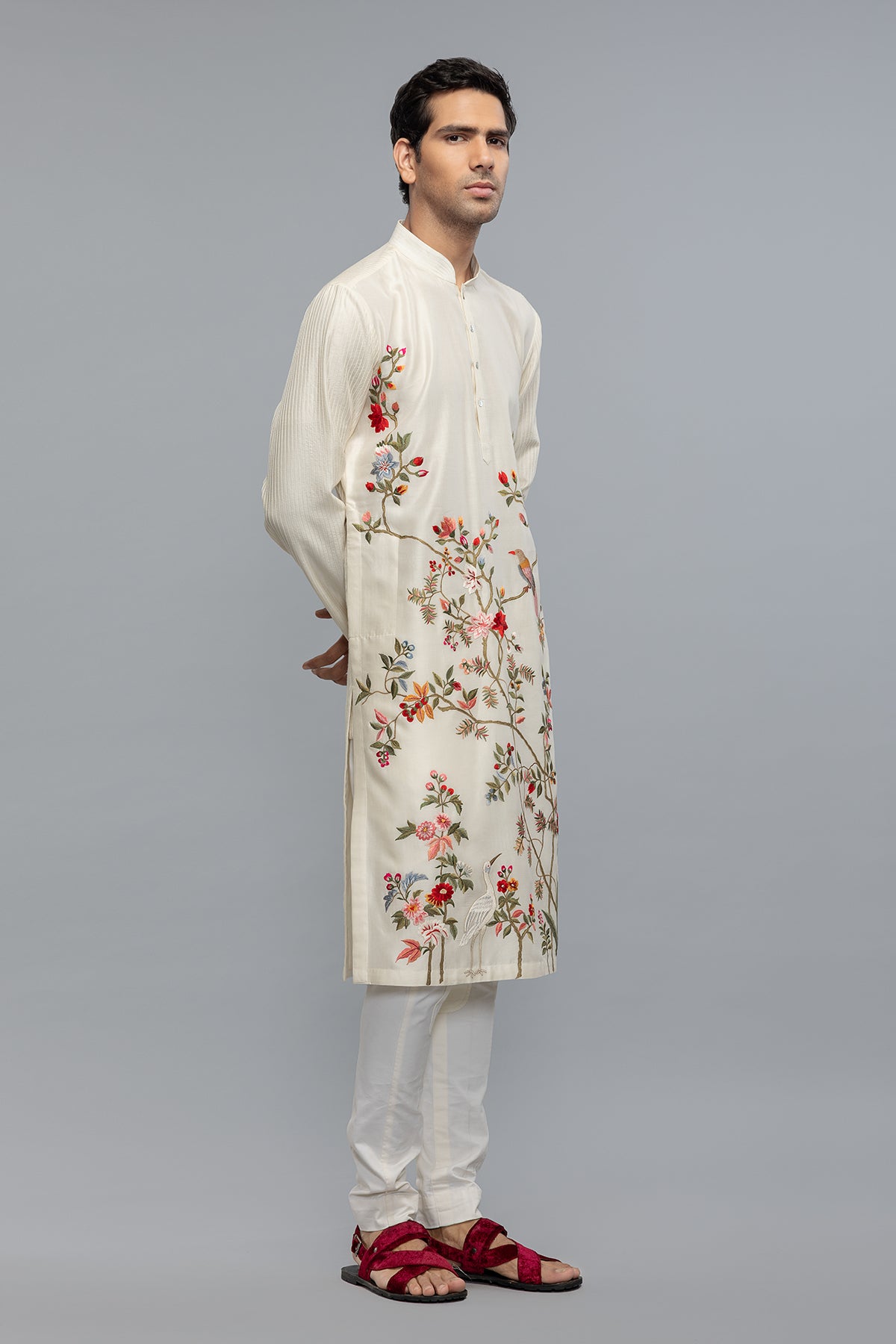 Men's Chanderi Kurta with Embroidery