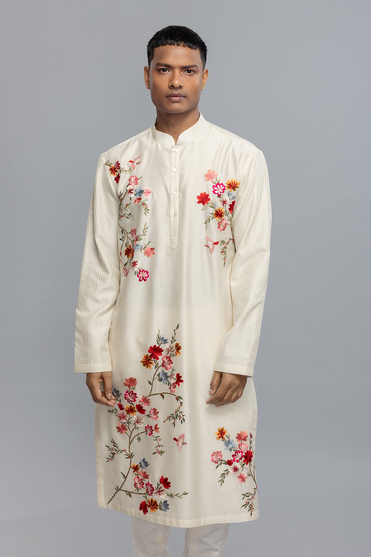 Men's Chanderi Kurta with Embroidery