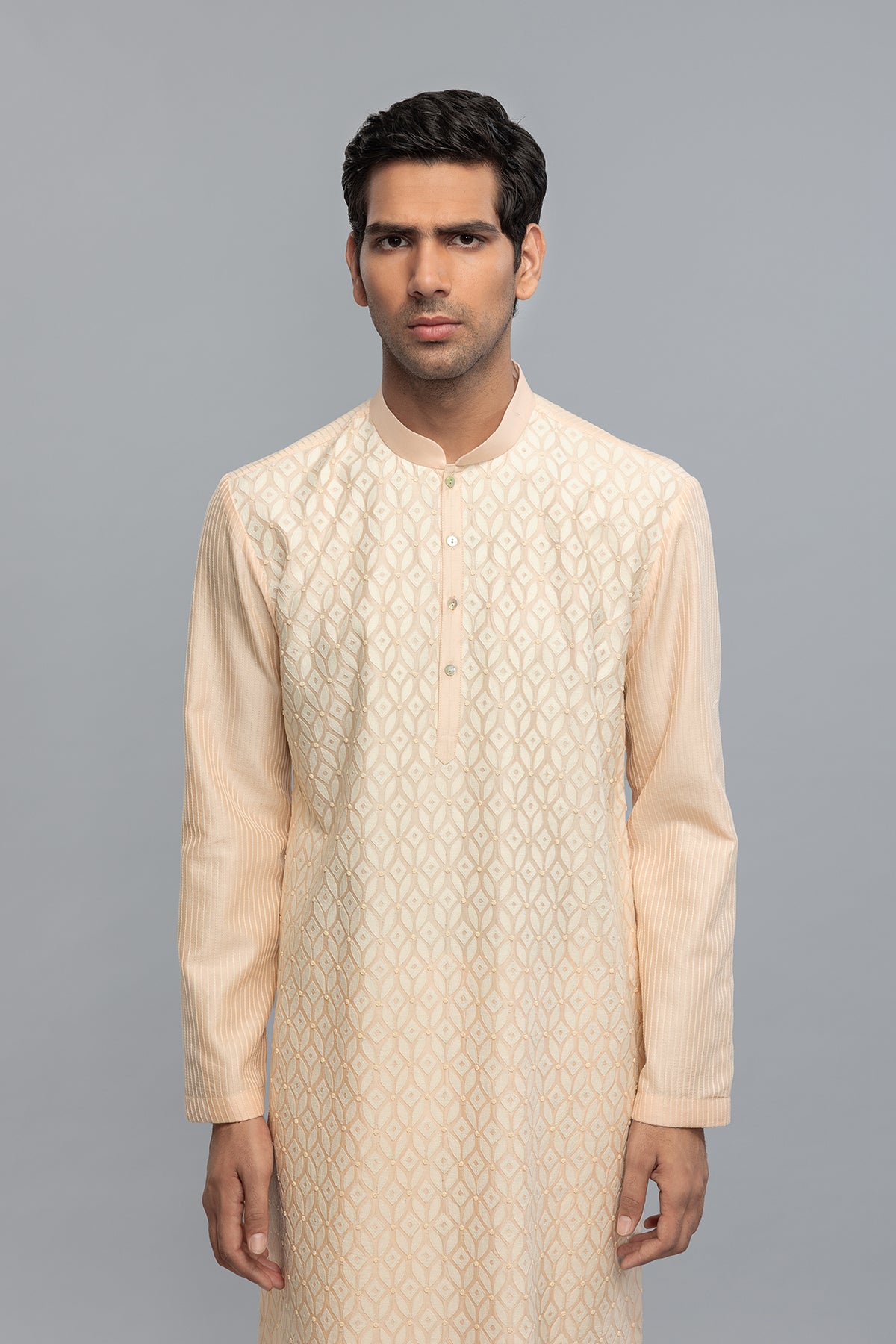 Men's Chanderi Kurta with Intricate Thread Detailing