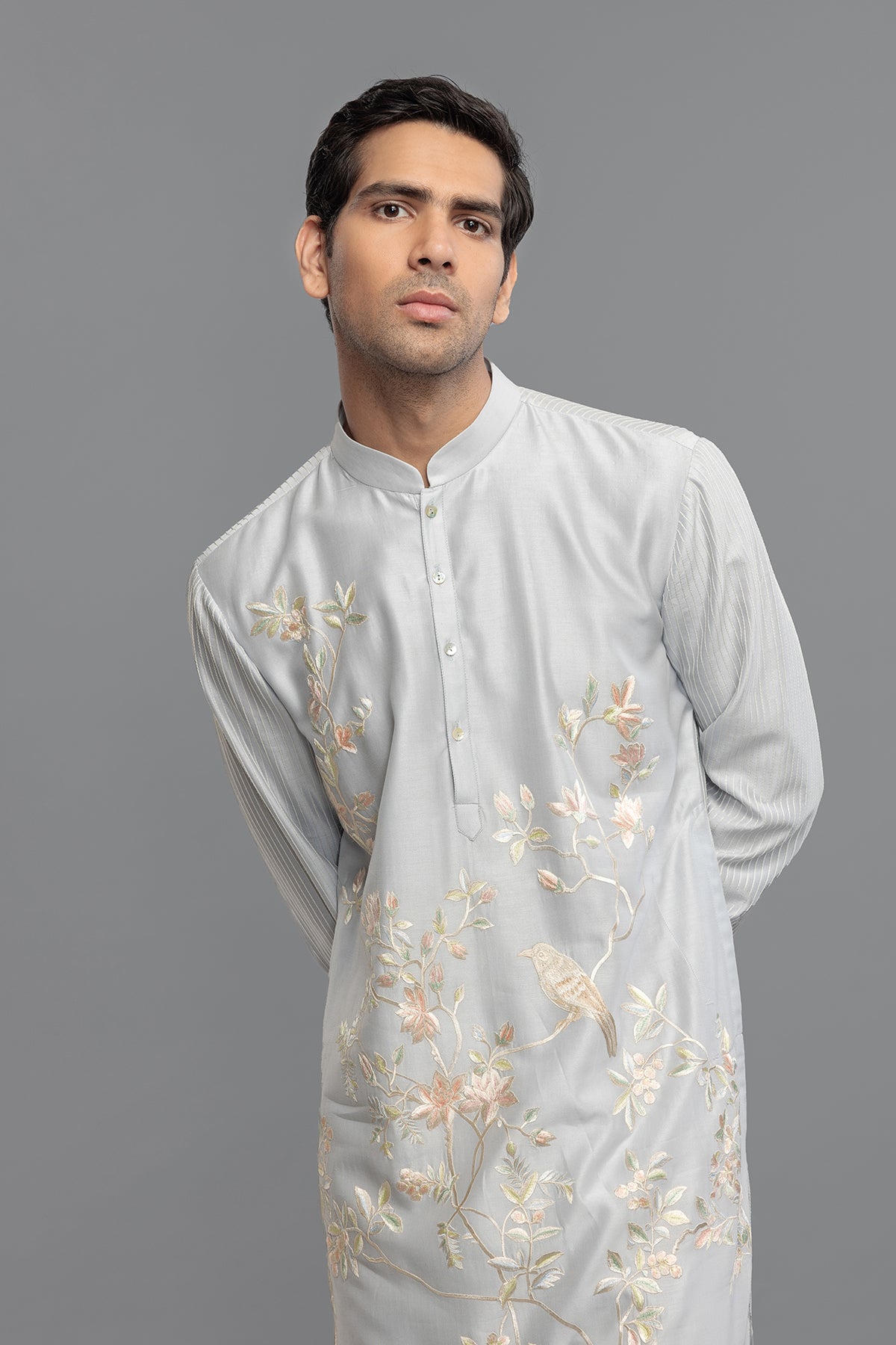 Men's Chanderi Kurta with Resham Embroidery