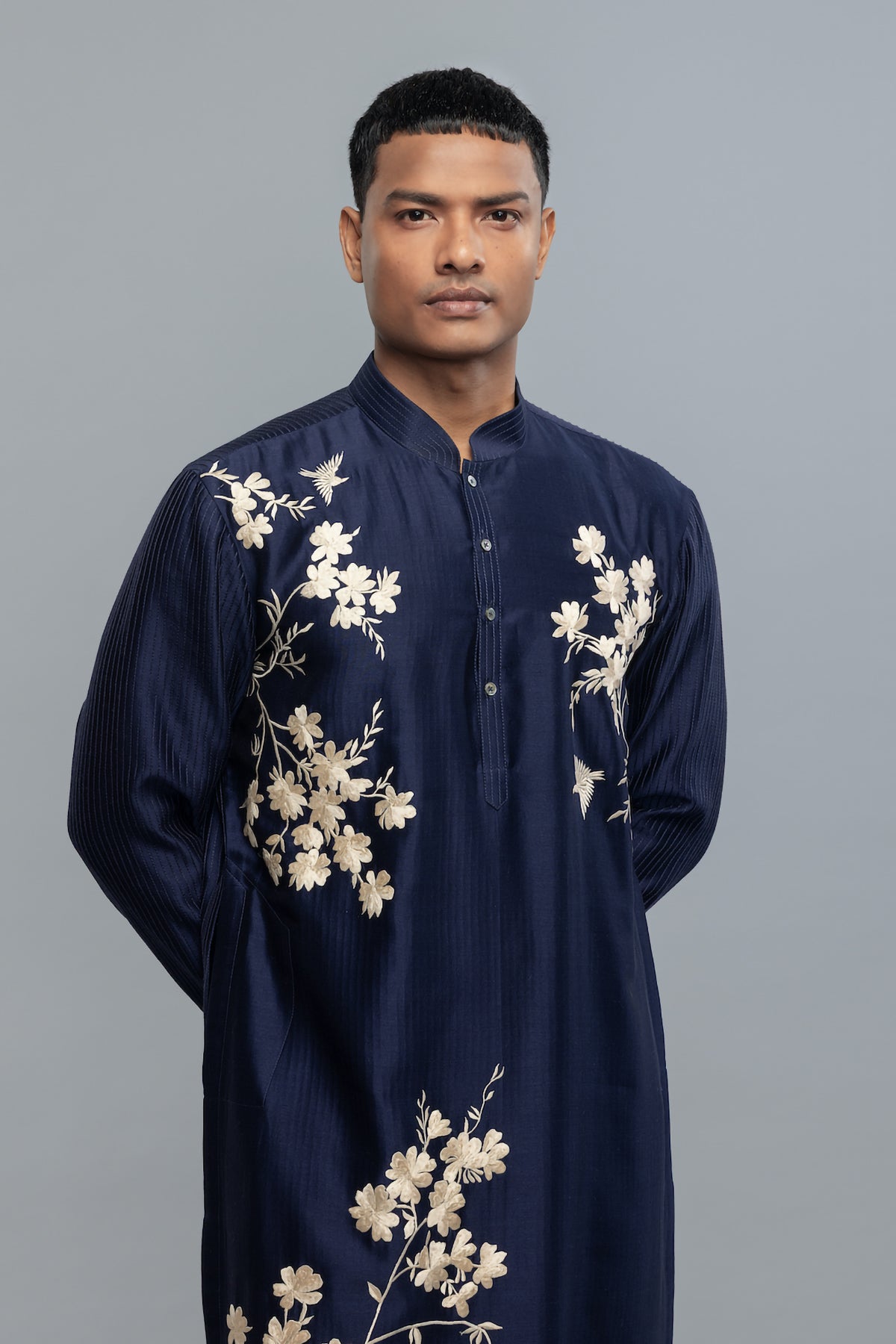 Men's Chanderi Kurta Set with Fine Resham Detailing