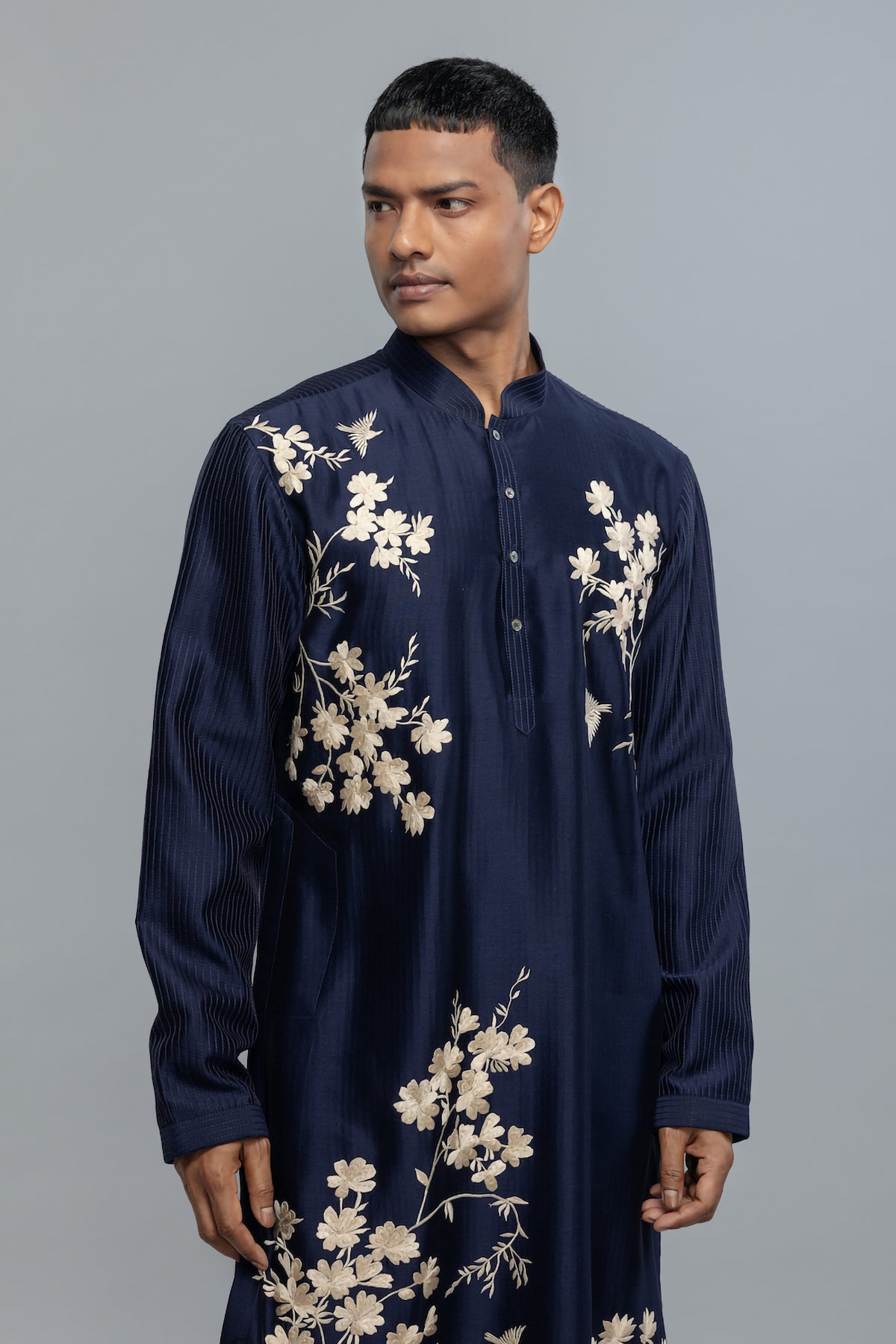 Men's Chanderi Kurta Set with Fine Resham Detailing