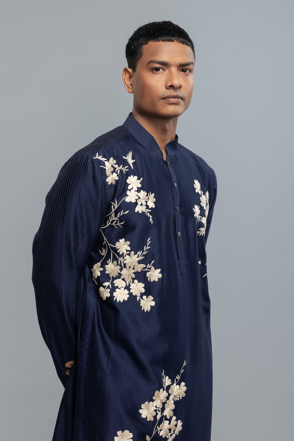 Men's Chanderi Kurta Set with Fine Resham Detailing