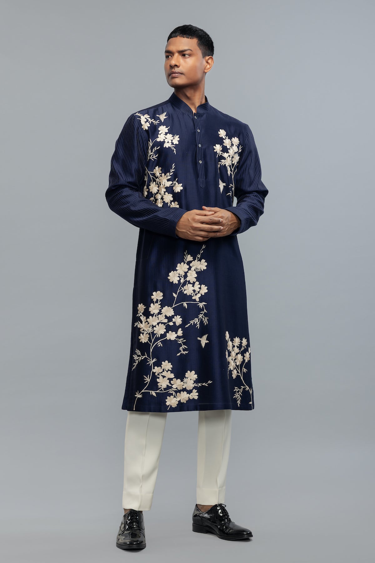 Men's Chanderi Kurta Set with Fine Resham Detailing