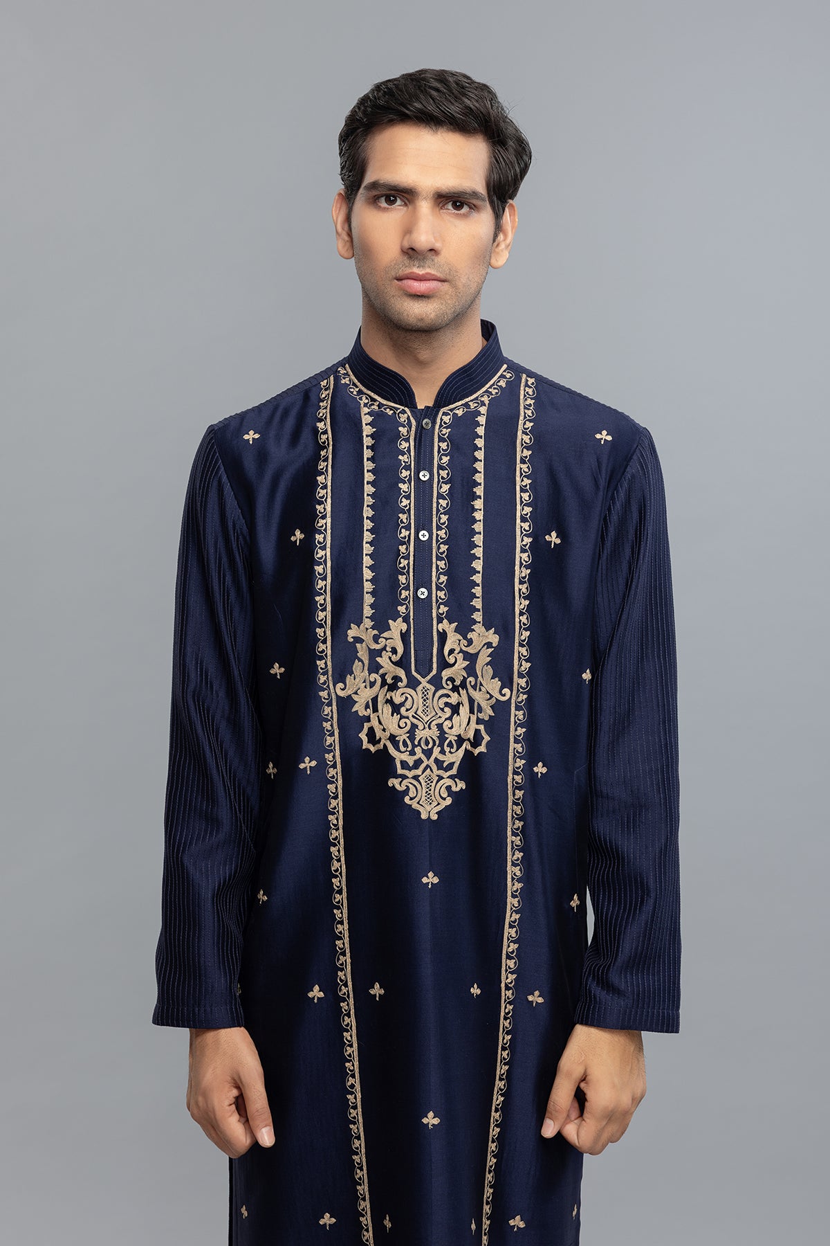 Men's Chanderi Kurta Set with Fine Resham Detailing