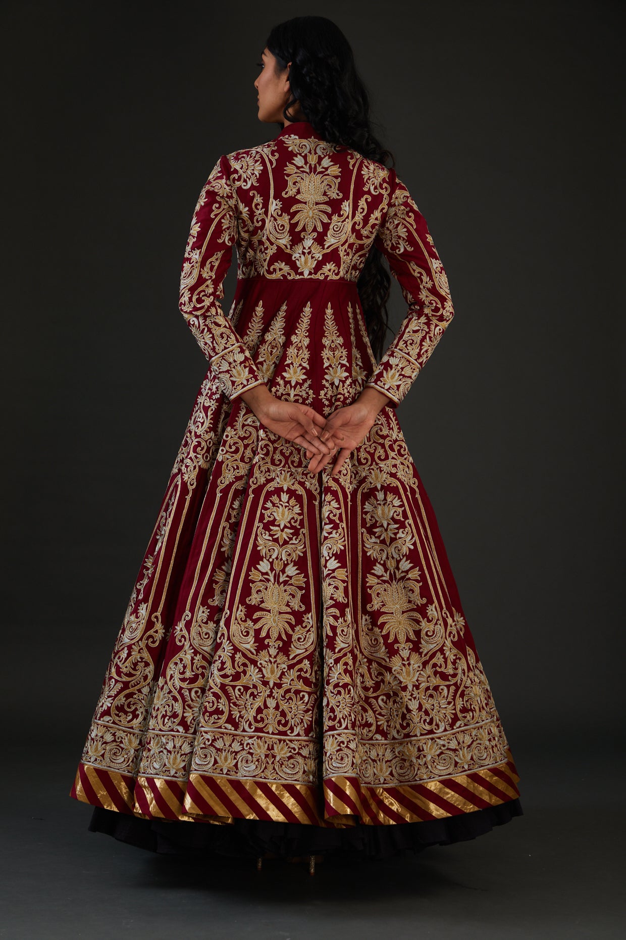 Chanderi Anarkali Set With Resham Embroidery