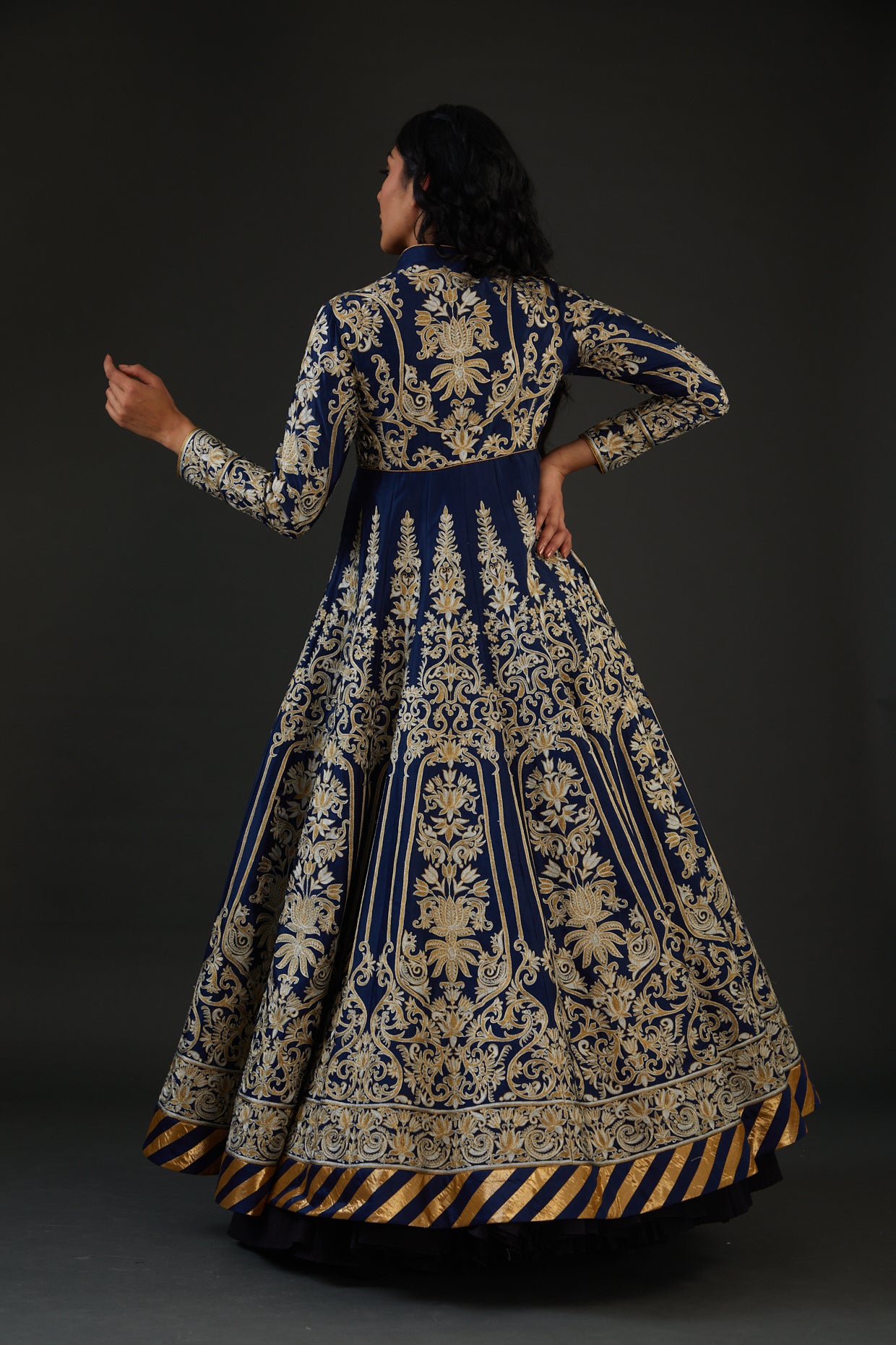 Chanderi Anarkali Set With Resham Embroidery