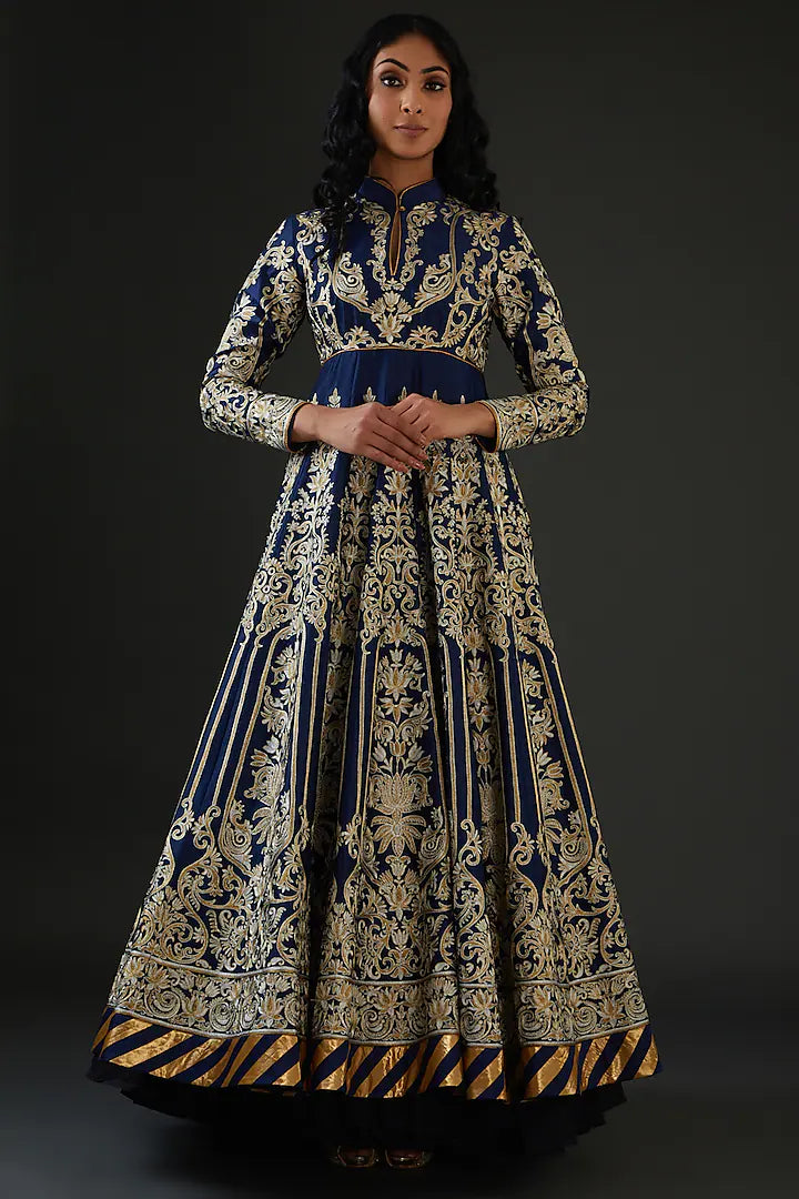 Chanderi Anarkali Set With Resham Embroidery
